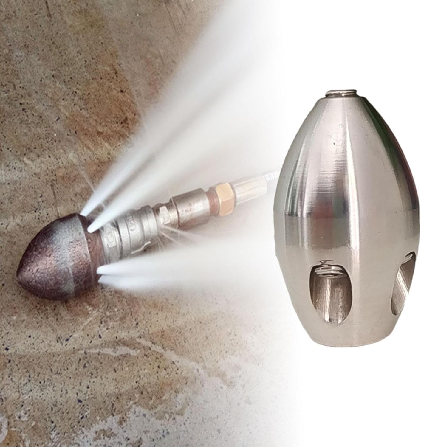 ステンレス製圧力洗浄用ジェットノズル 12mm内ネジ対応 ホースアダプター付き 高圧洗浄機との互換性あり (80L)