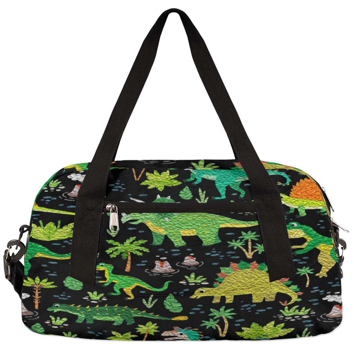 Cute Dinosaur Kids Duffel Bag for Girls Boys Teens, Oil Painting Dance Bag Overnight Small Duffel Bag Carry On Weekend Sports Gym Travel Bag for School Practice Gymnastics Ballet