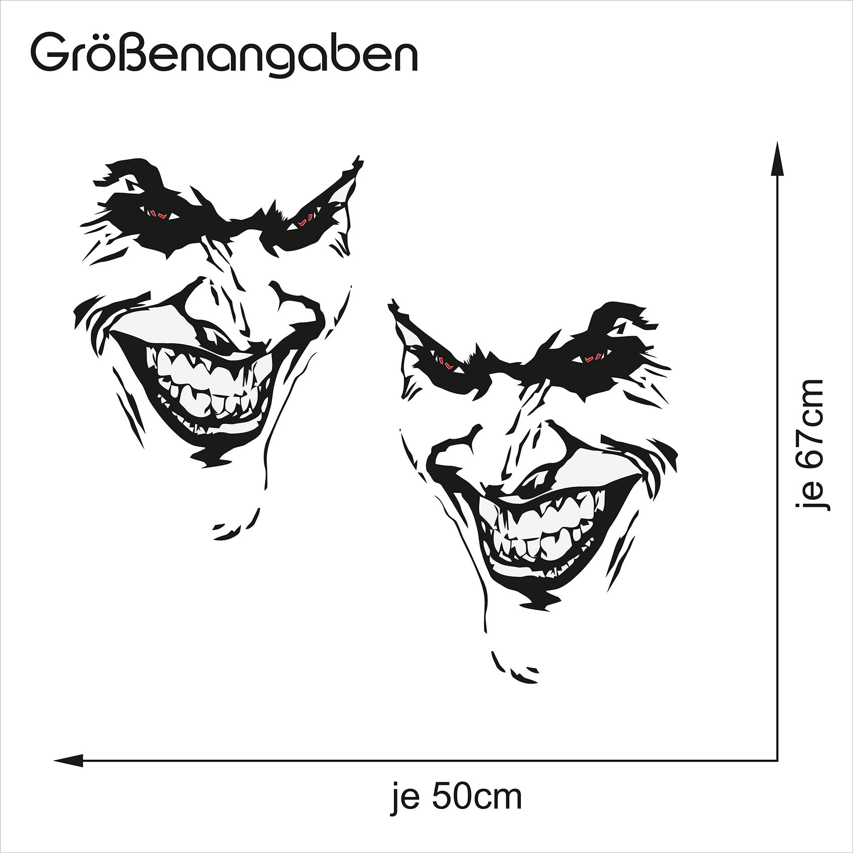 Joker Aufkleber 67x50cm Why so serious Schriftzug Spruch Fahrzeug Dekor Folie für Auto Bus Wohnwagen Kfz Zubehör Autoaufkleber Clown Humor (Schwarz Glanz, KX011+KX065 2x Joker)