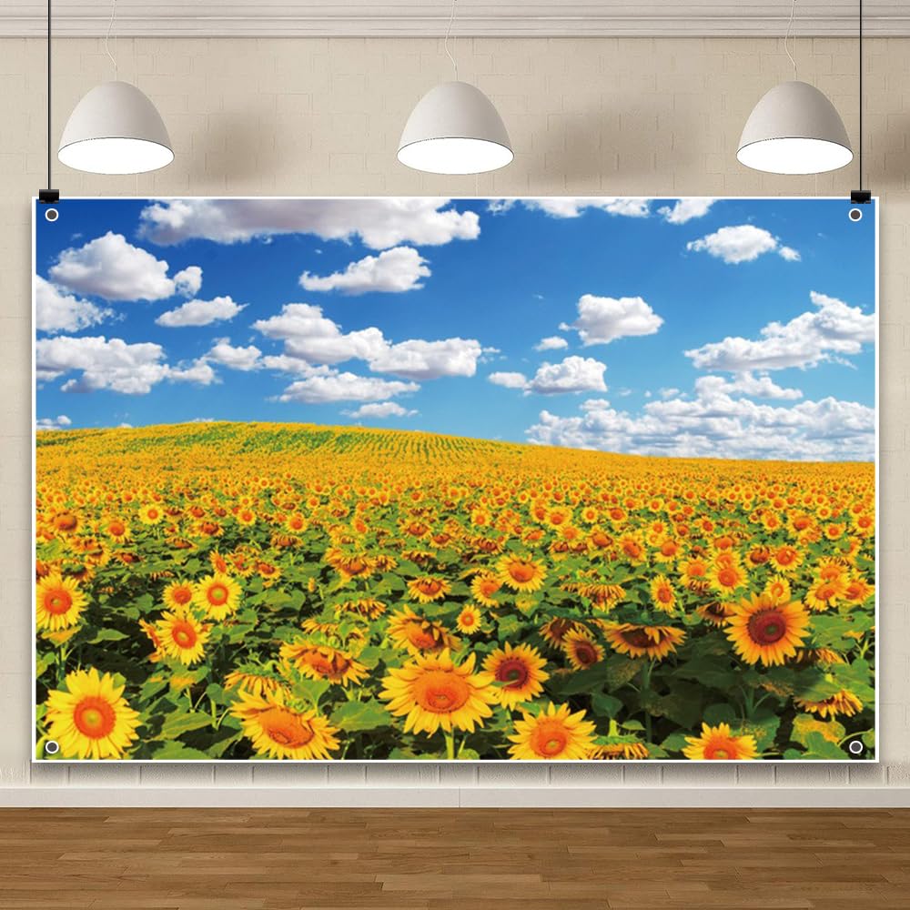 Amazon | Qinunipoto ひまわり 背景布 夏の風景撮影布 1.5x1m 夏の花