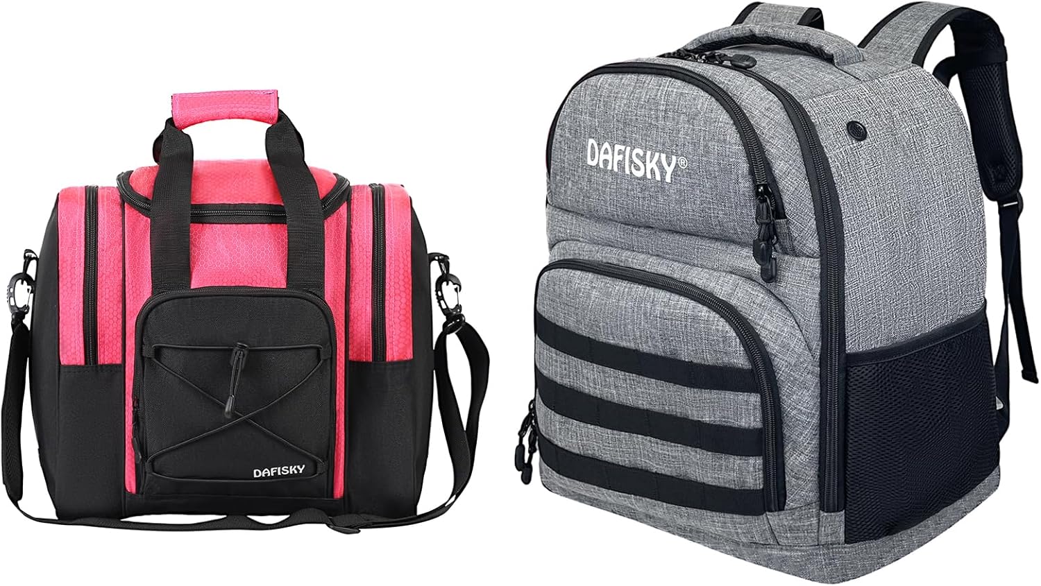 Bowling Tote Bag Pink and 2 Ball Bowling Backpack Grey
