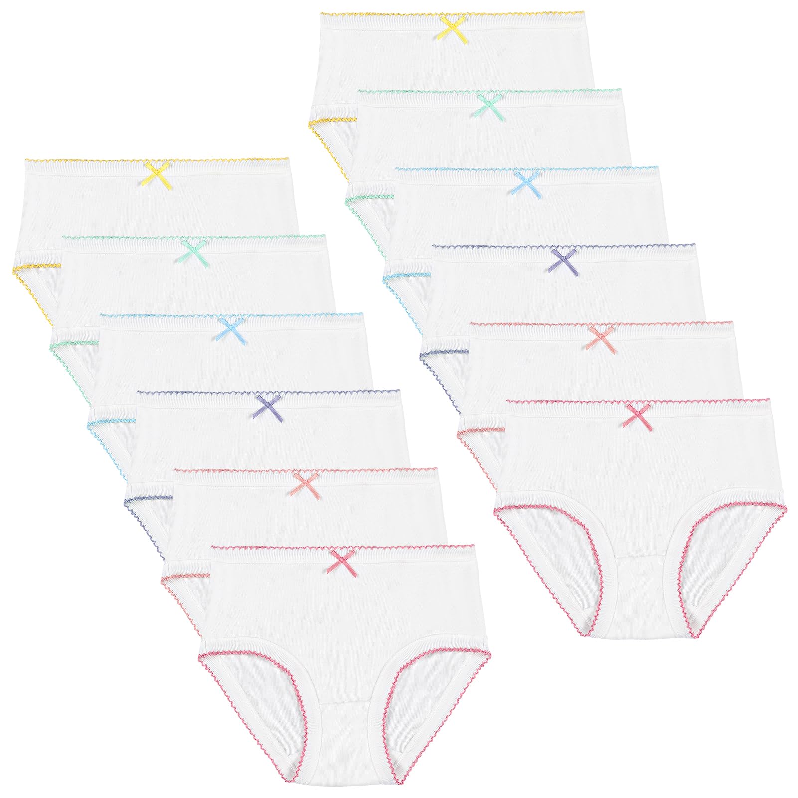 Phennies Girls Underwear Soft Cotton Panties Solid White Breathable Kids Girls Underwear Pure Cotton Undies 12 Pack
