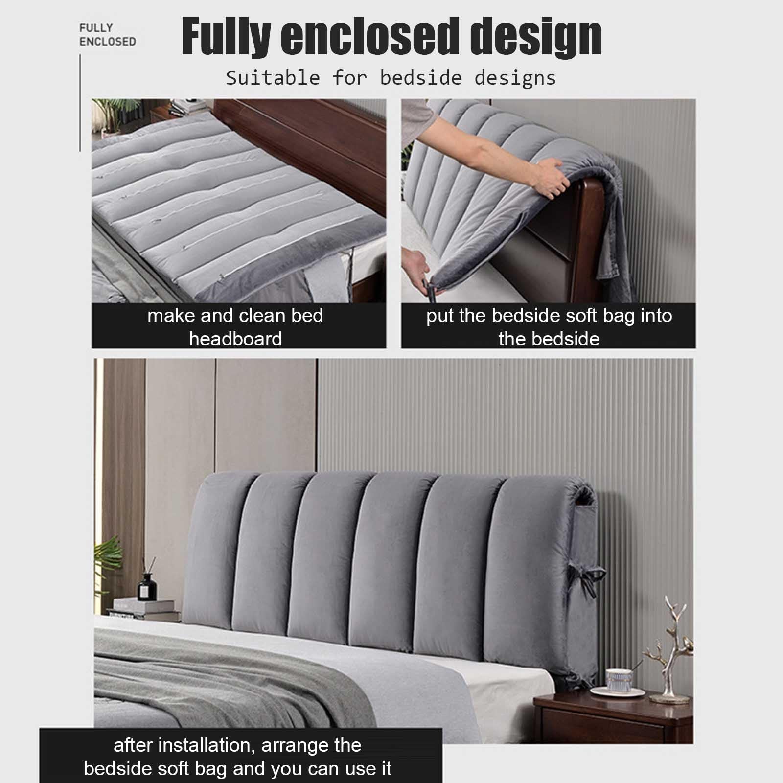 Funda acolchada para cabecero de cama de metal, cojín de apoyo para la espalda de cama doble, protector de cabecero de tela suave (azul cielo, 200 x 50 cm)