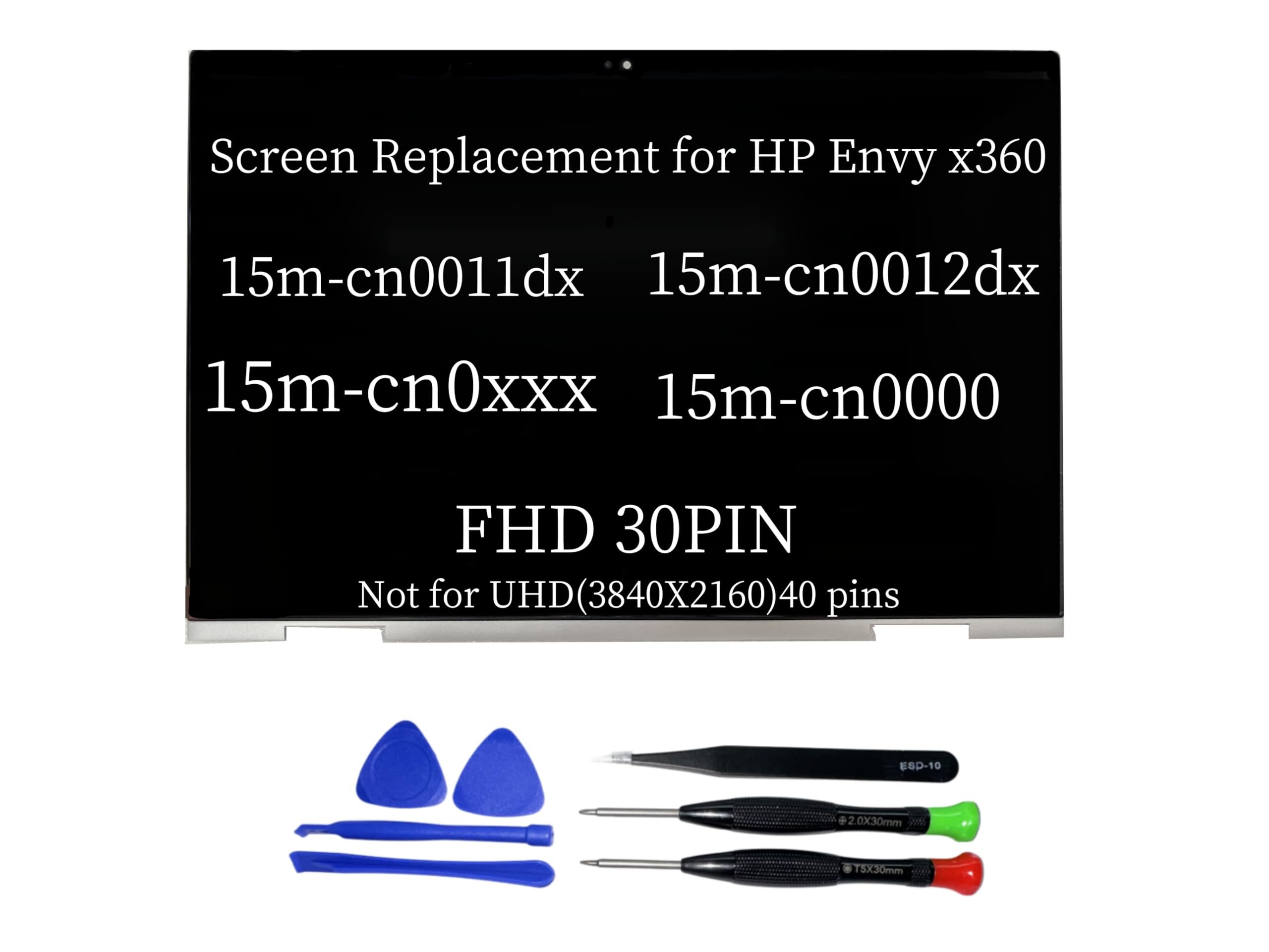 Screen Replacement for HP Envy x36015m-cn 15m-cn0000 15m-cn0011dx LCD Display Touch Assembly Digitizer Board with Silver Bezel Resolution: 1920x1080 -IPS Support Stylus. Not forUHD(3840X2160) 40 pins