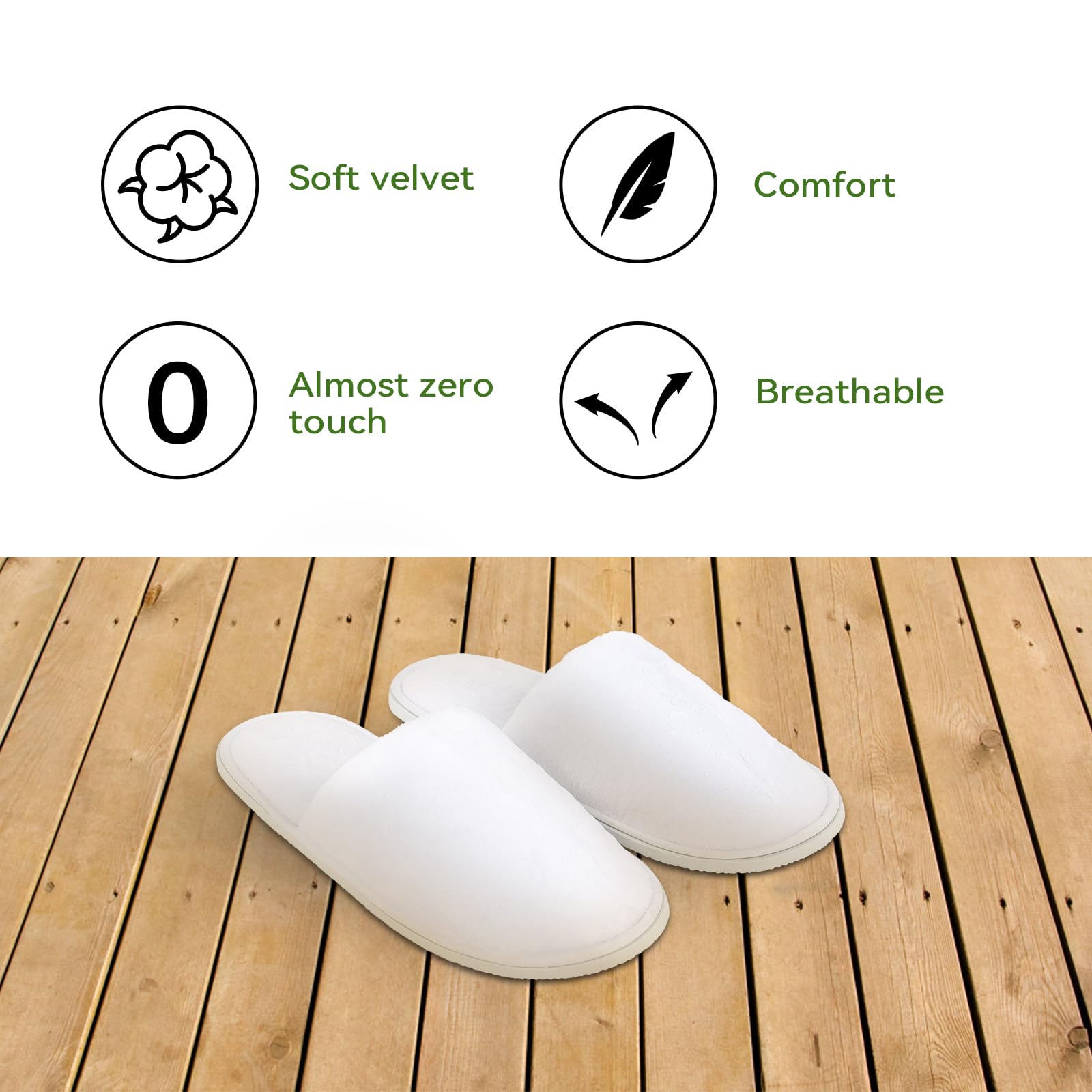 QatmMkt 10PCS Unisex Guest Disposable Slippers, SPA Cotton Slipper, Hotel Bath Slippers Disposable, Travel Bulk Guest House Slipper for Shoeless Home, Travel, Hotel or Commercial, White, Large Wide - Image 4 thumbnail