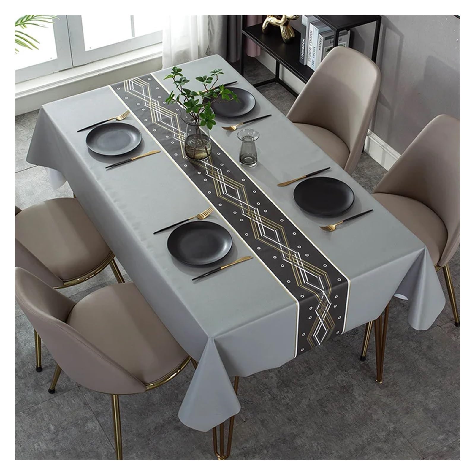 MZSKLW Waterproof Tablecloth Modern Dark Series Printing Waterproof Table Tablecloth Wedding Decoration Rectangular Coffee Tables Cover Picnic Blanket(ZBQ8370 (4),140-180cm)
