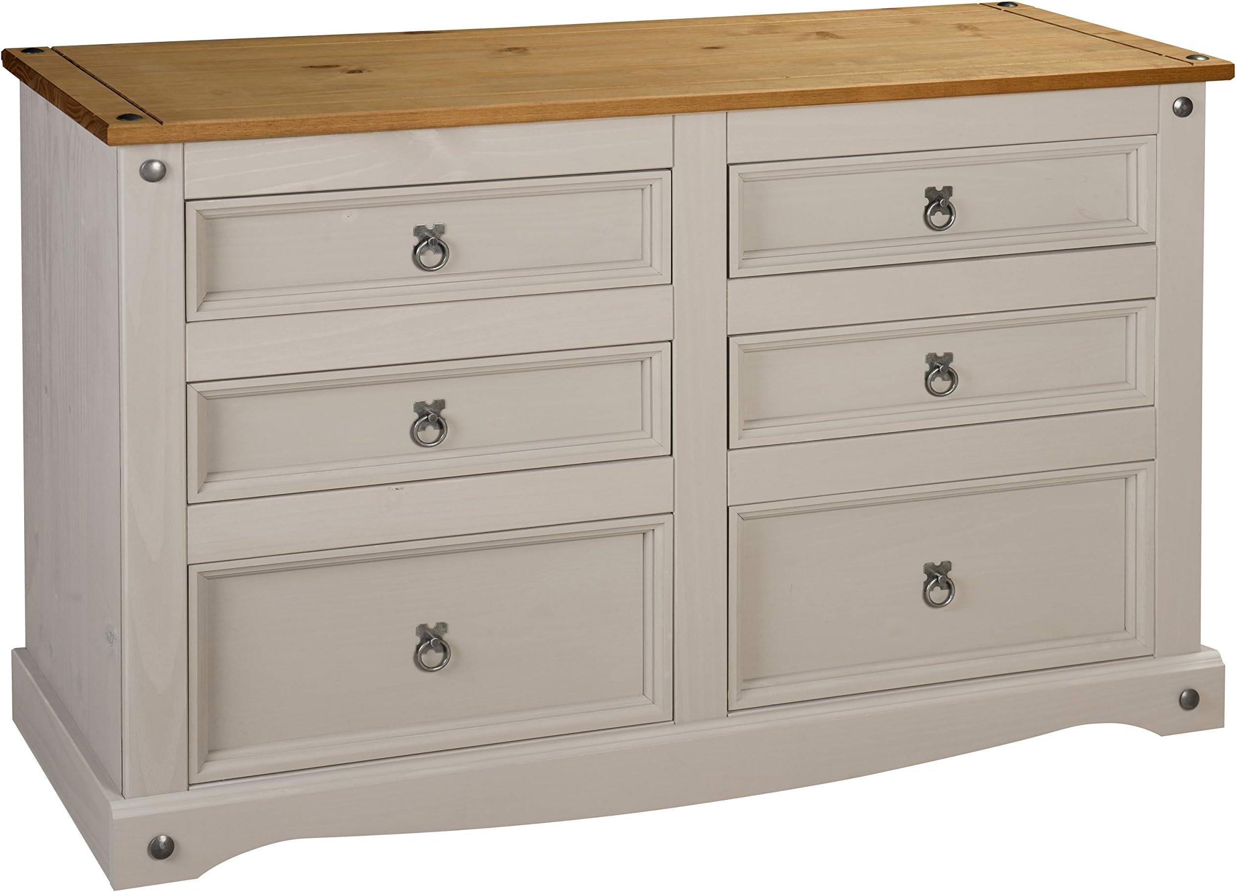 Mercers Furniture Corona Low 33 Wide Chest Of 6 Drawers Sideboard Solid Pine With Mexican Styling