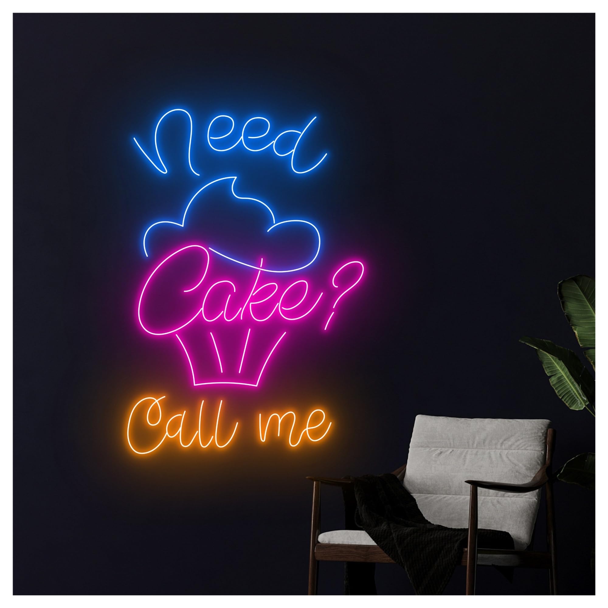 XENITE Luces Art Decoration Christmas Letrero De Neón Need Cake?luz LED Para Pastelería, Decoración Pared Para Restaurante, Tienda Comestibles, Escaparate, Entrada Comercial, 50cm