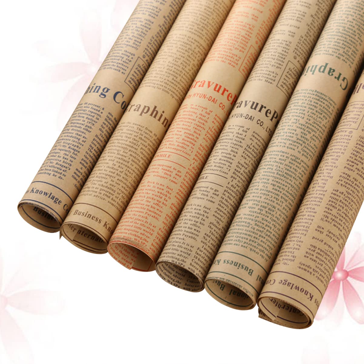 SOLUSTRE Feuilles Kraft Vintage Résistant à la Déchirure 51x75 Cm Lot de 50 Plusieurs styles pour Emballages de Fleurs, Résistant la Déchirure, pour Bricolage et Scrapbooking