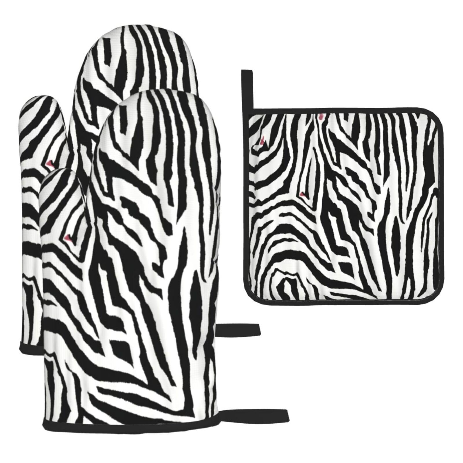 Zebra Print Print Oven Mitts Kitchen Gloves Set Everyday Baking Grilling Microwaving Cooking Gift