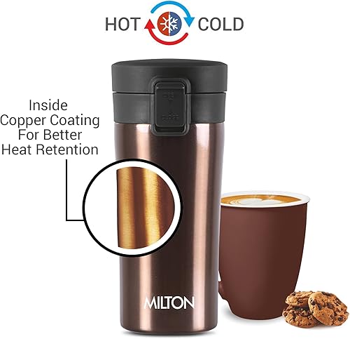 Miniatura 2 de MILTON Taza de café aislada al vacío de doble pared con tapa a prueba de fugas, tazas de café reutilizables  Taza de café de viaje para automóvil