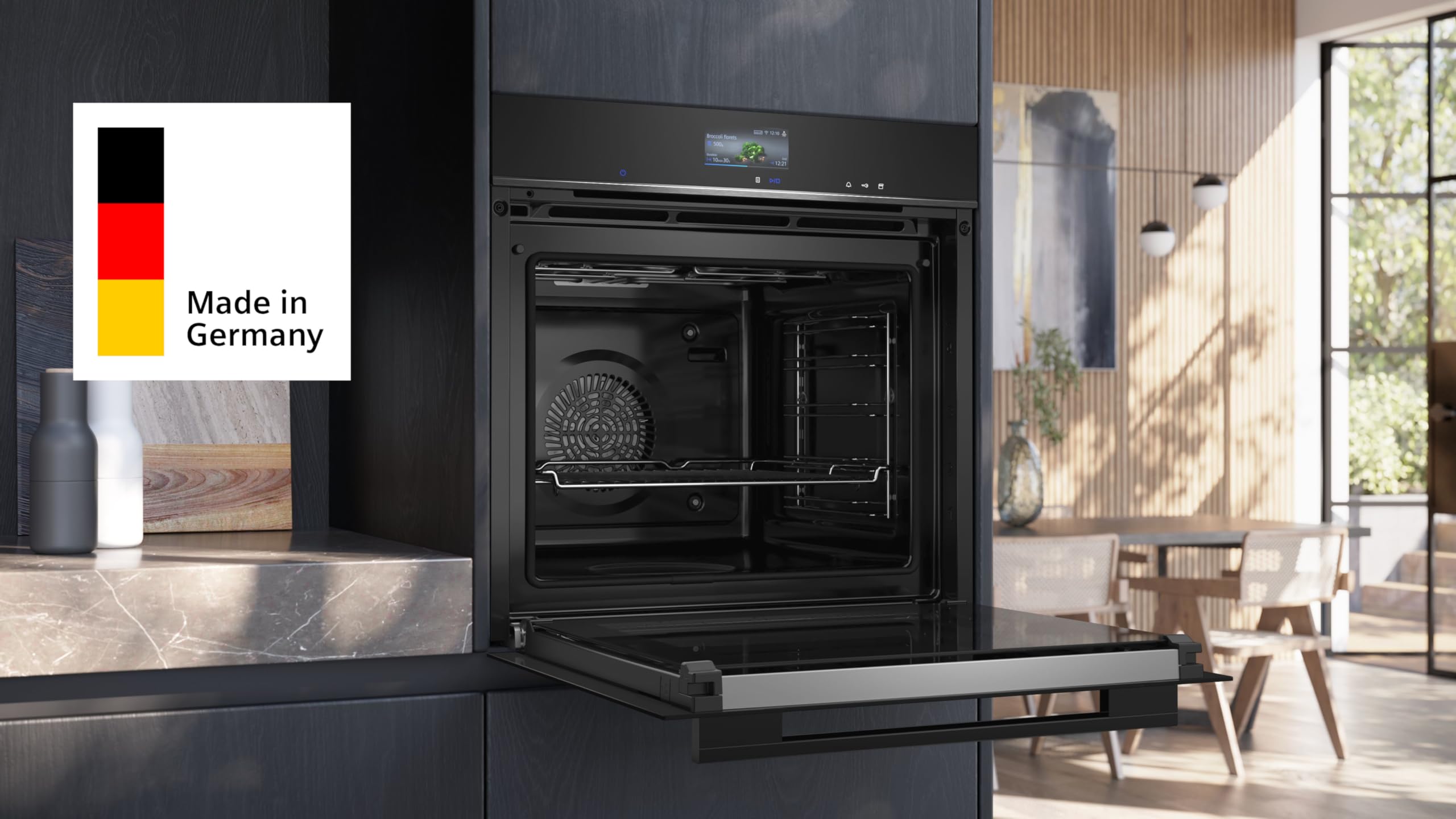 Siemens iQ700 HR776G1B1 Einbau-Backofen mit Dampffunktion 60x60 cm Schwarz activeClean Pyrolyse humidClean Hydrolyse Air Fry Touchscreen