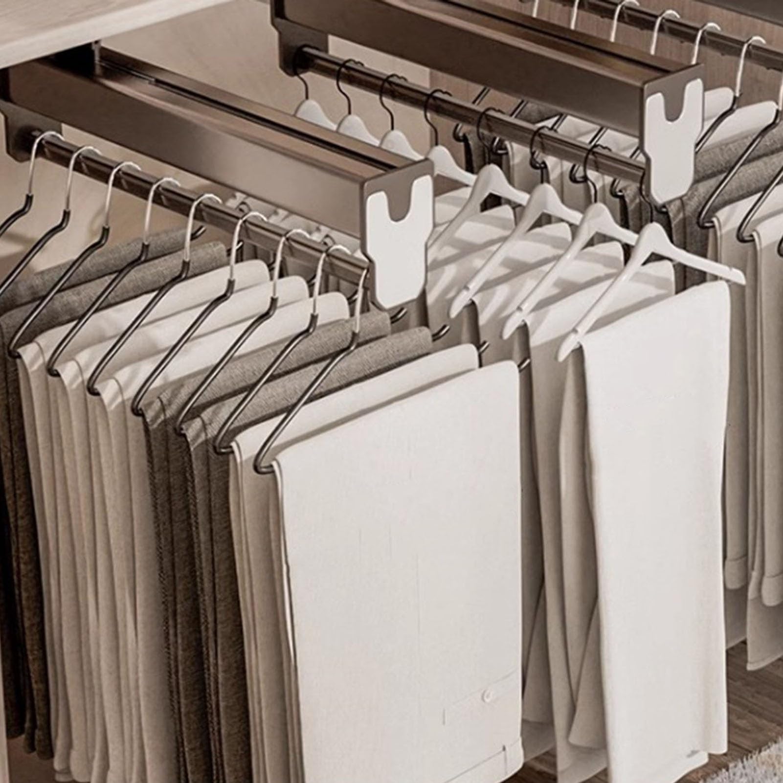 Perchero telescópico para pantalones, de aleación de aluminio para organizar el armario, barra deslizante que ahorra espacio para armario, baño y dormitorio