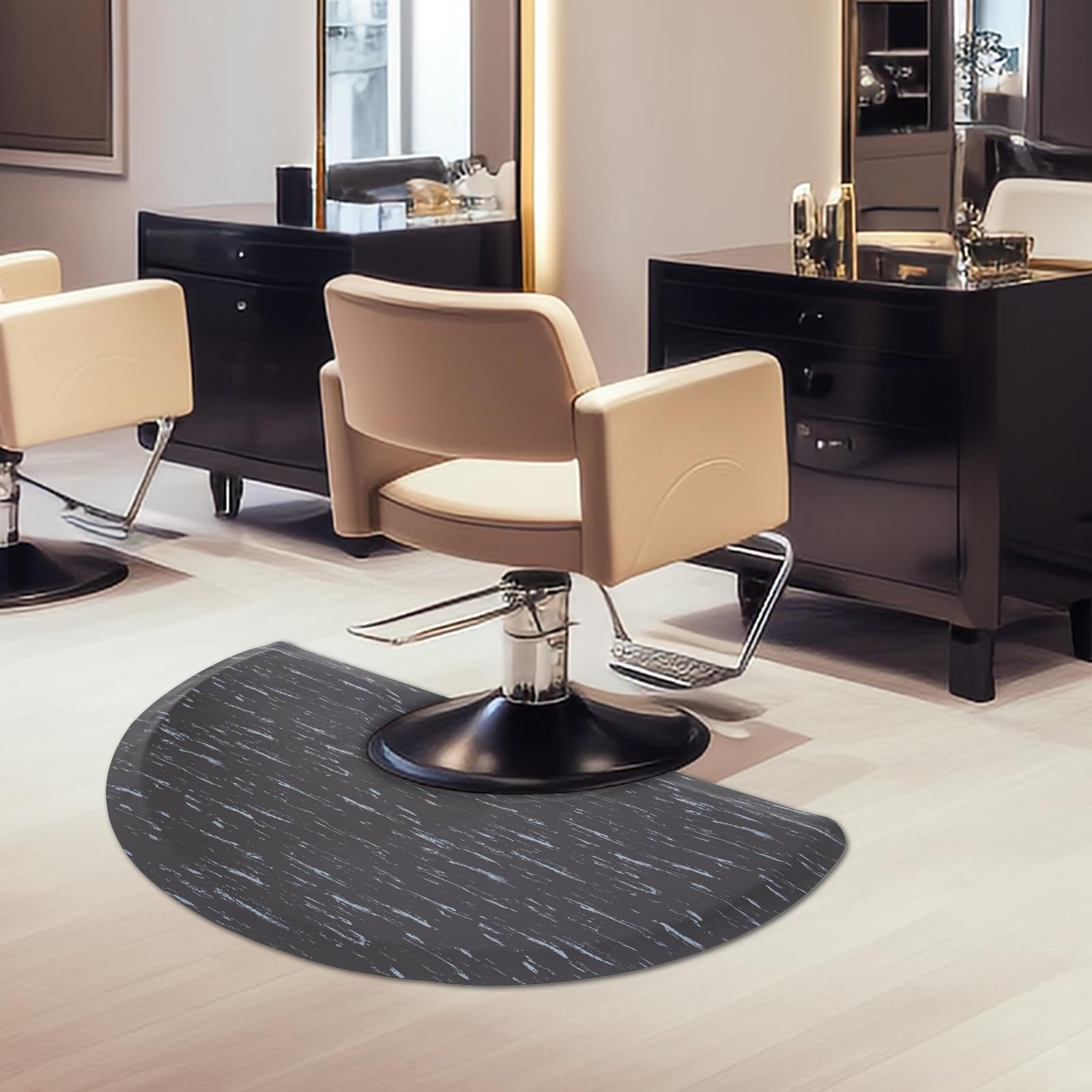 Tapis de salon semi-circulaire anti-fatigue pour coiffeur, 0,9 x 1,5 m