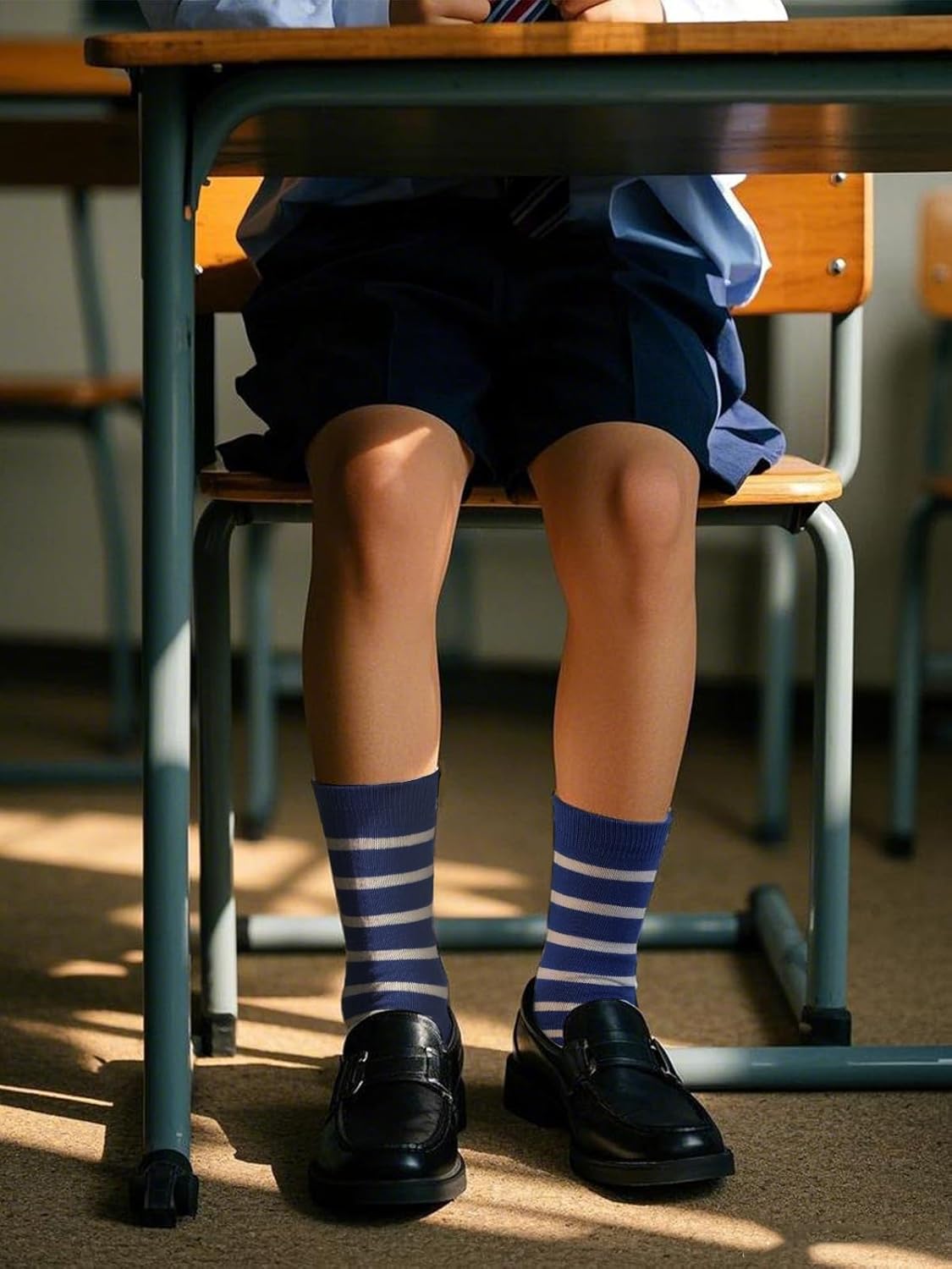 COTTON DAY Kids Boys Crew Dress Socks Bright Colorful Stripes Design - Image 5