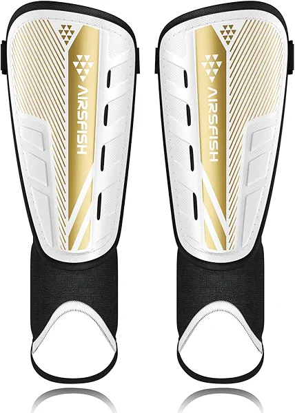 Upgraded Soccer Shin Guards for Kids Youth Adults, CE Certified AirsFish Shin Guard Sleeves Protection Gear for Boys Girls Soccer Games EVA Cushion Reduce Shocks and Injuries