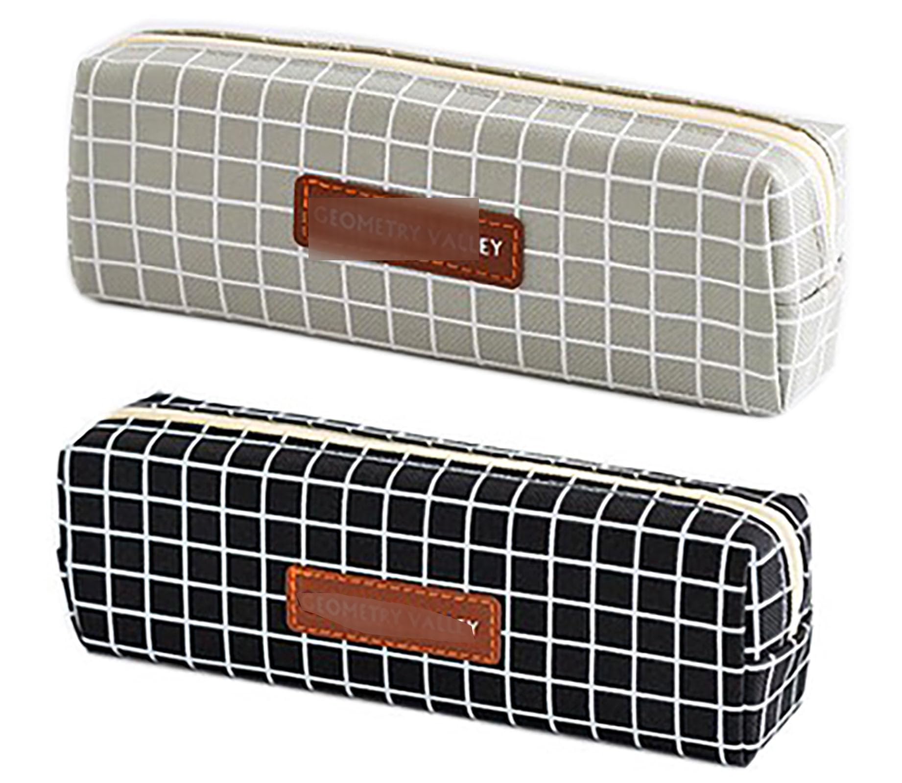 YIKANGHENG 2 Pcs Pen and Pencil Box, 7.8 Inch x 3.9 Inch x 2 Inch Soft Pencil Bag for Pen and Marker Storage and Holiday Gifts (Chequer)