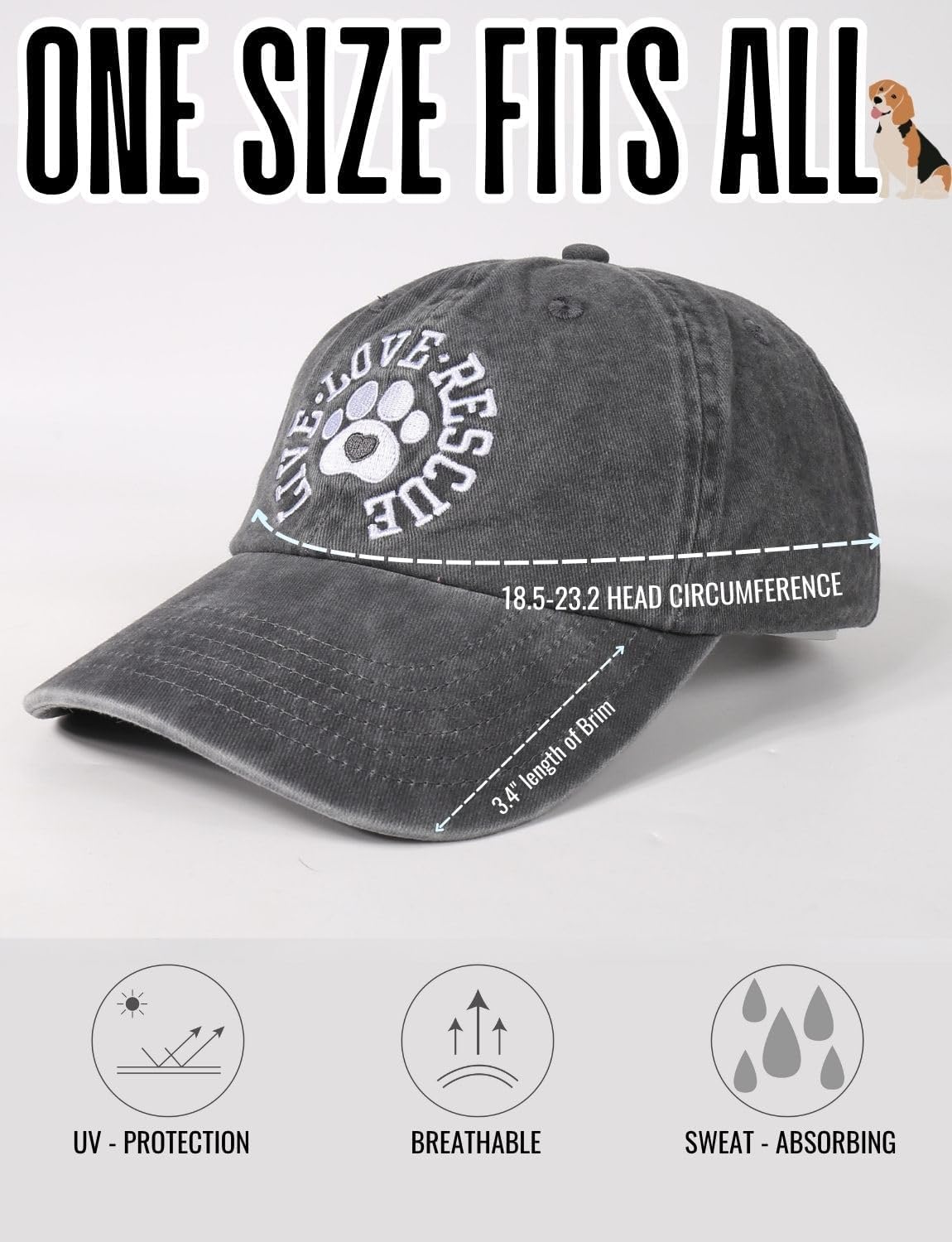 InnoBeta Rescue Dog Lover Gifts for Women, Men, Veterinary Gifts Adjustable Embroidered Hat for Rescue Dog Lovers, Birthday, Christmas - Image 4