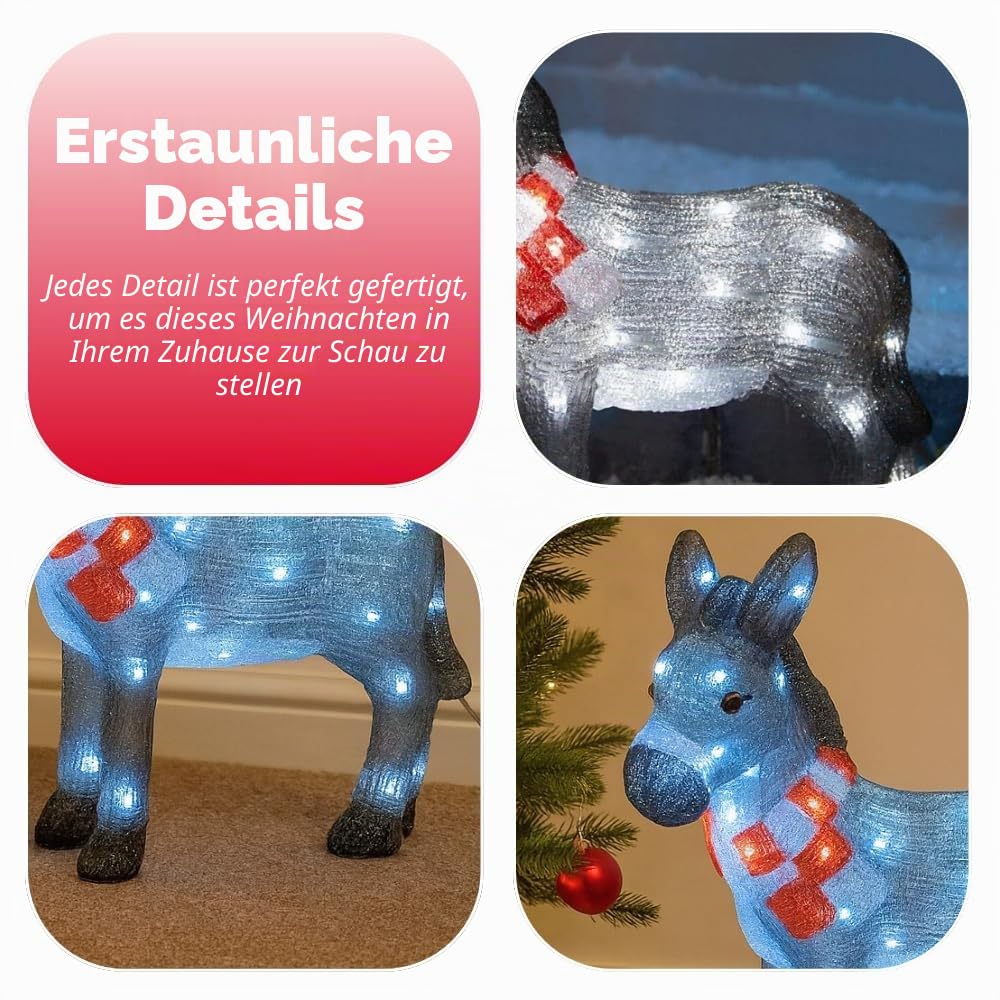 Marco Paul Interiors Weihnachtsdekoration, beleuchtet, Acryl, LED, für den Innen- und Außenbereich, beleuchtet, Gartenornament, festliche Dekoration, Beleuchtung, beleuchtete Figur, Neuheit Statue