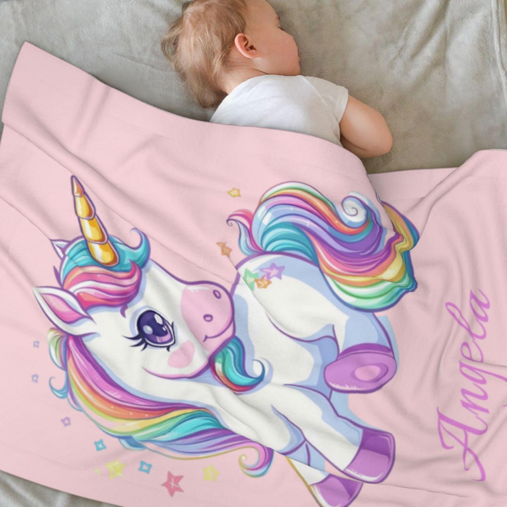 LMQJDZ Personalised Baby Blanket, Custom Baby Blanket with Text Name, Customised Flannel Blanket for Boys and Girls, for Newborns, New Mom, Infants, Kid, Pet Personalised Gifts, Style 3