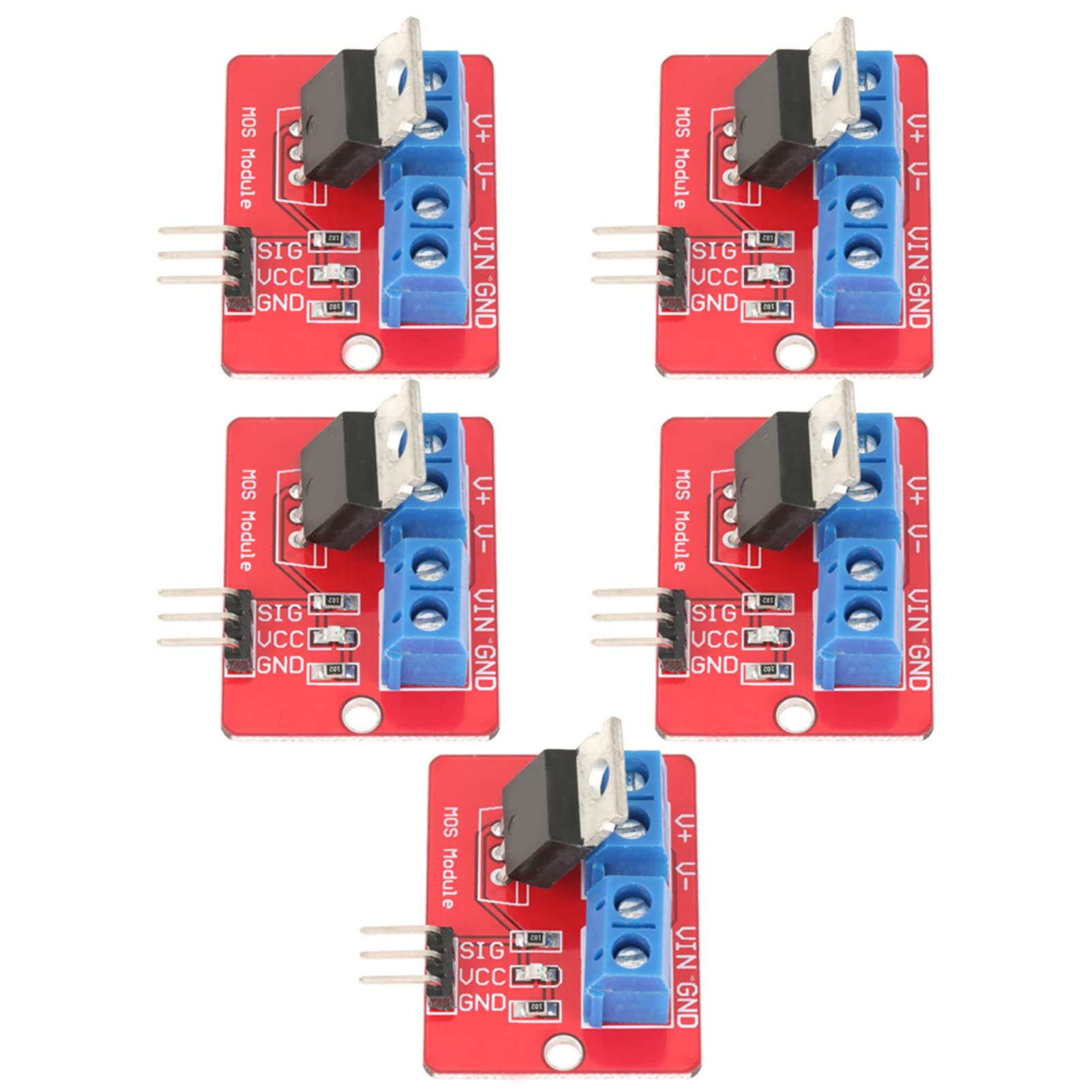 Eujgoov 5pcs 3.3V/5V Mosfet,Mosfet irl520 Driver Modules for PWM Regulated Output Driving Boards Output,0-24V
