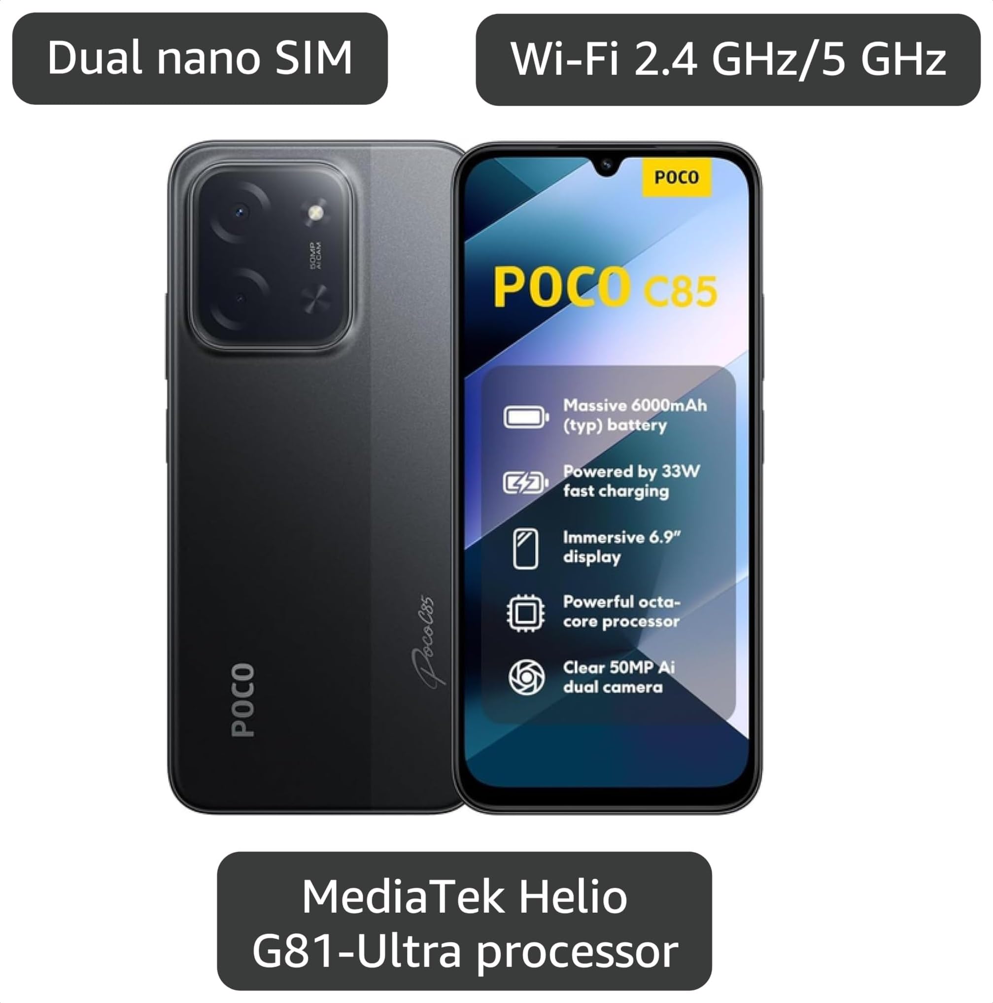 Amazon.com: Xiaomi Poco C85 4G LTE (Compatible with Tmobile Tello