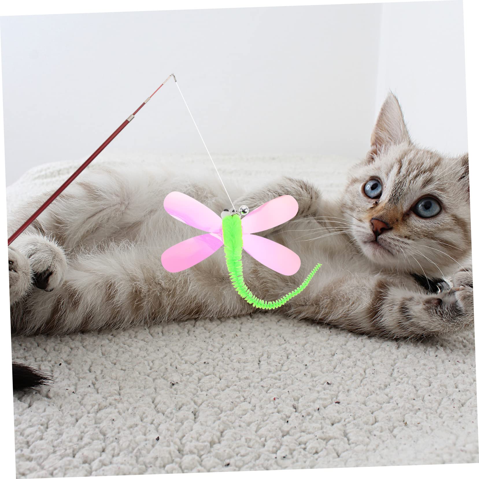 Mipcase 32stücke Katzenangel Nachfüllset Interaktives Katzenspielzeug Mit Bunten Libellen Und Schmetterlingen Ersatz Für Katzenangel Fördert Spiel Und