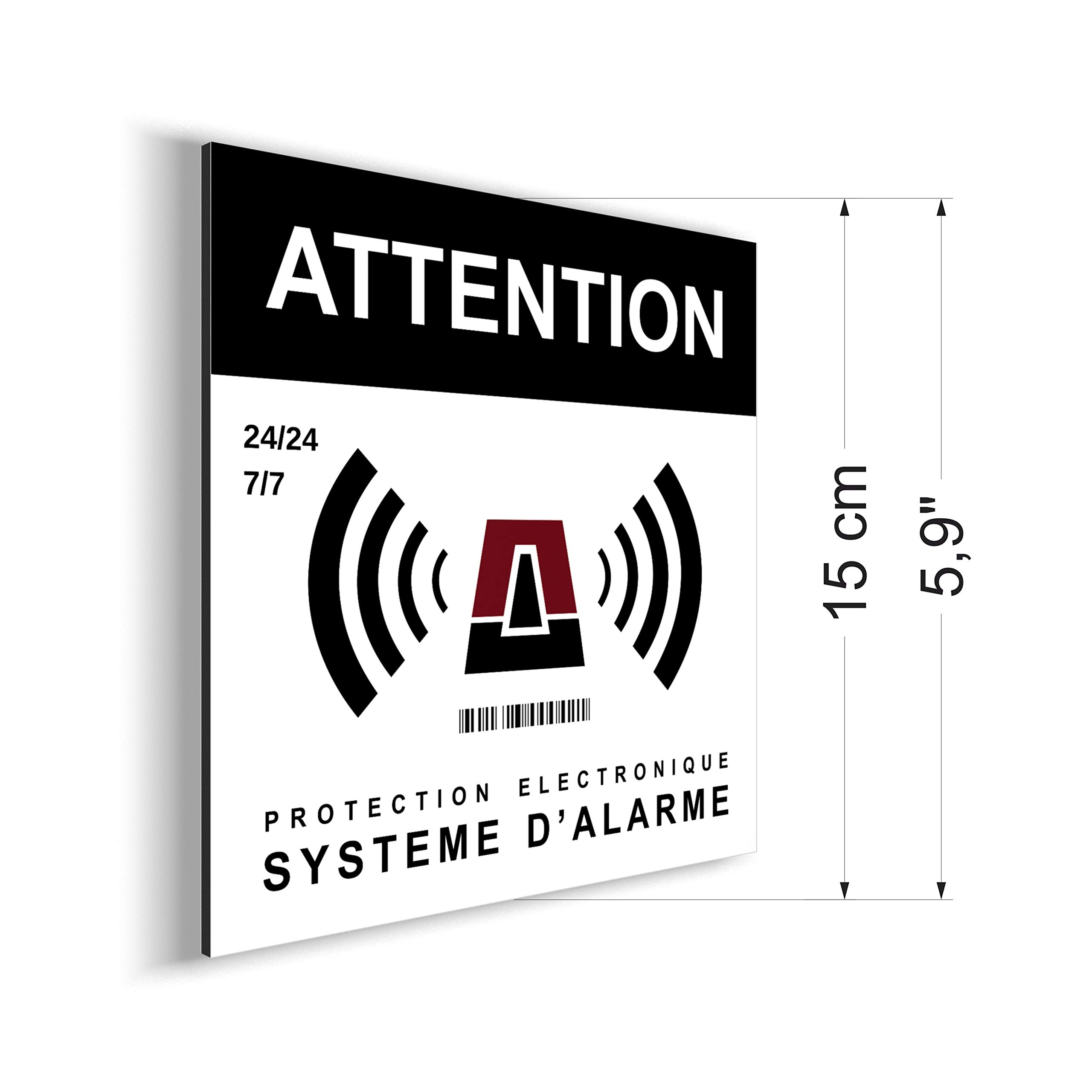 Set di 12 adesivi e un pannello in alluminio quadrato 15 cm - Attenzione allarme elettronico - deterrente per i ladri - ultra resistente ai graffi, pioggia, gel, raggi UV