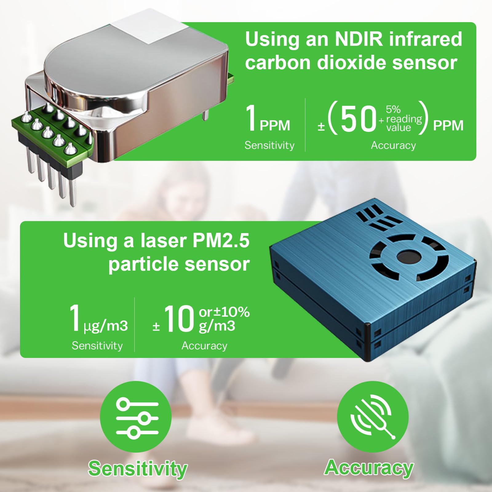 10 IN 1 Luftqualität Messgerät Melder, NDIR WiFi Luftqualitätsmonitor mit AQI/CO2/PM1.0/PM2.5/PM10/HCHO/TVOC, Temperatur & Luftfeuchtigkeit, Tragbar Formaldehyd-Detektor mit Smart APP für Haus Büro