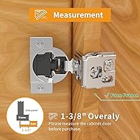 Vista 6 de Chibery Paquete de 10 bisagras ocultas de cierre suave 4D de 1-3/8" de superposición para puerta de marco frontal, velocidad de cierre ajustable