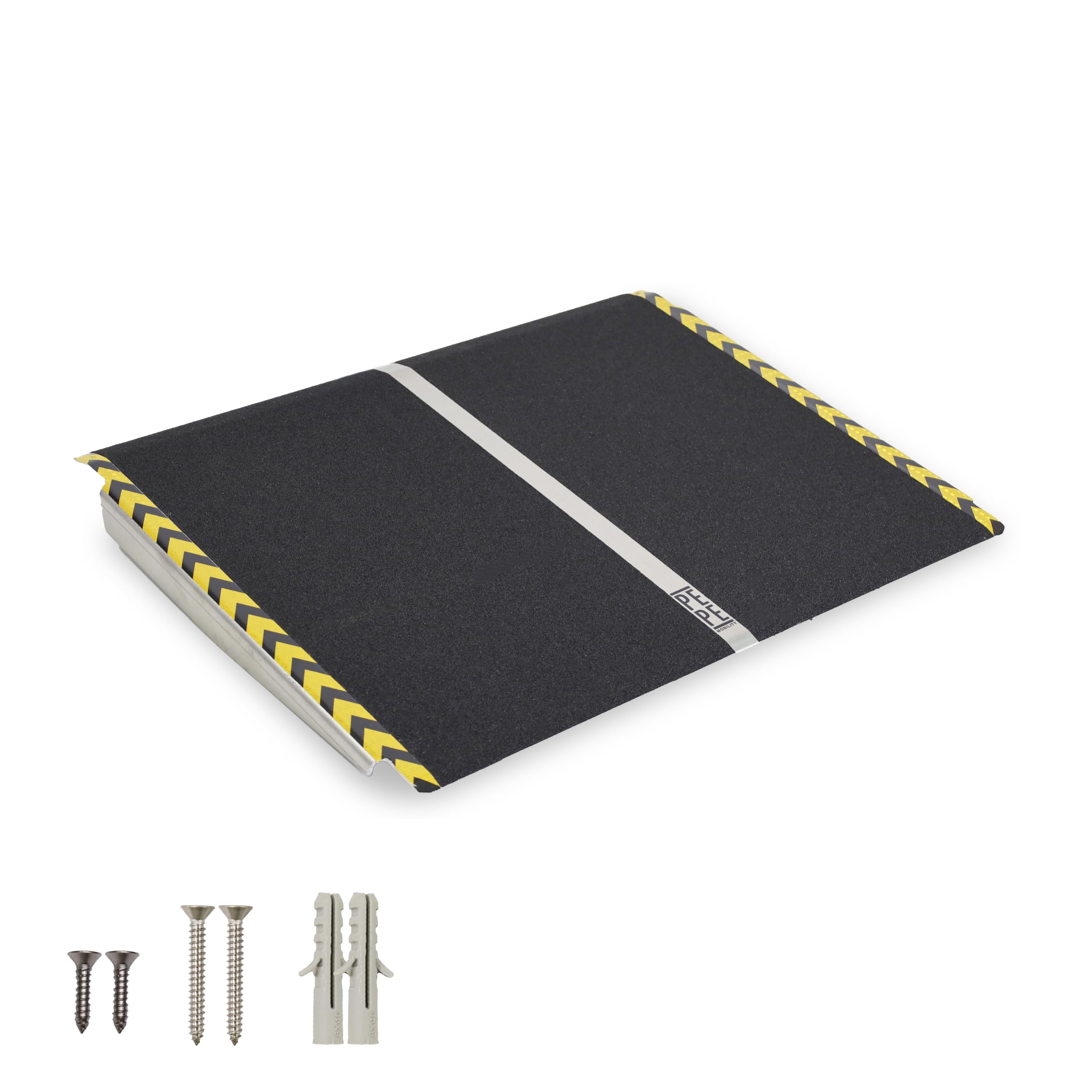 PEPE Mobility Rampe Fauteuil Roulant (Hauteur 8, 9, 10, 11, 12, 13, 14, 15 cm), Rampe de Seuil PMR d’Accès, Antidérapante, Portable et Légère en Aluminium, Supporte 272 kg