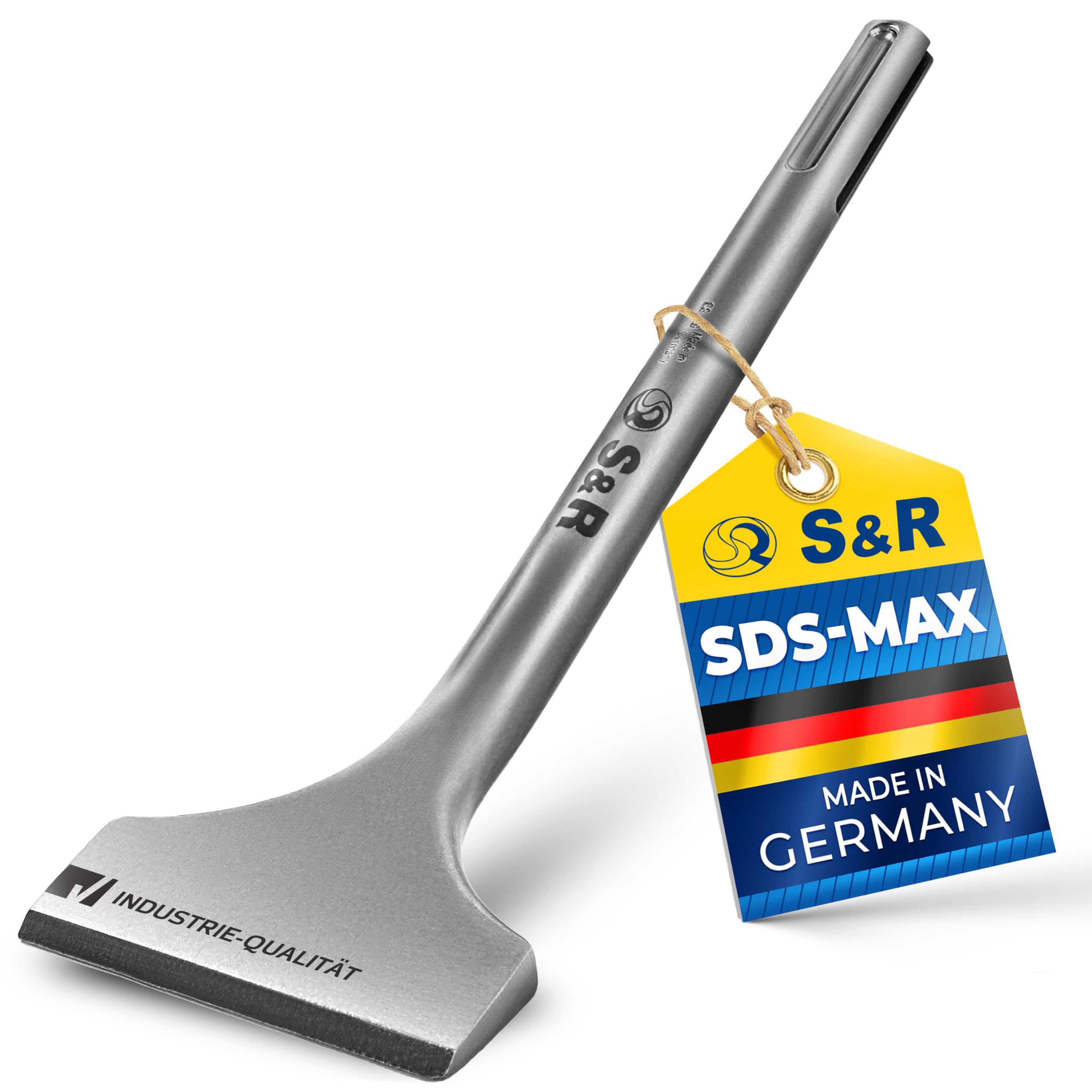 S&R Cincel SDS MAX baldosas 300 x 80 mm Calidad Industrial. Cincel ángulado MADE in GERMANY