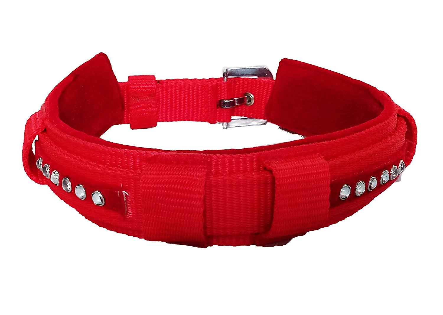 Skora Export Quality & Stylish, Stud Red Nylon with Red Velvet Padding Dog Collar - 1.50 Inch - Large Size - Neck Size (22-26 inch) (B075N6K9XB) Amazon Price History, Amazon Price Tracker