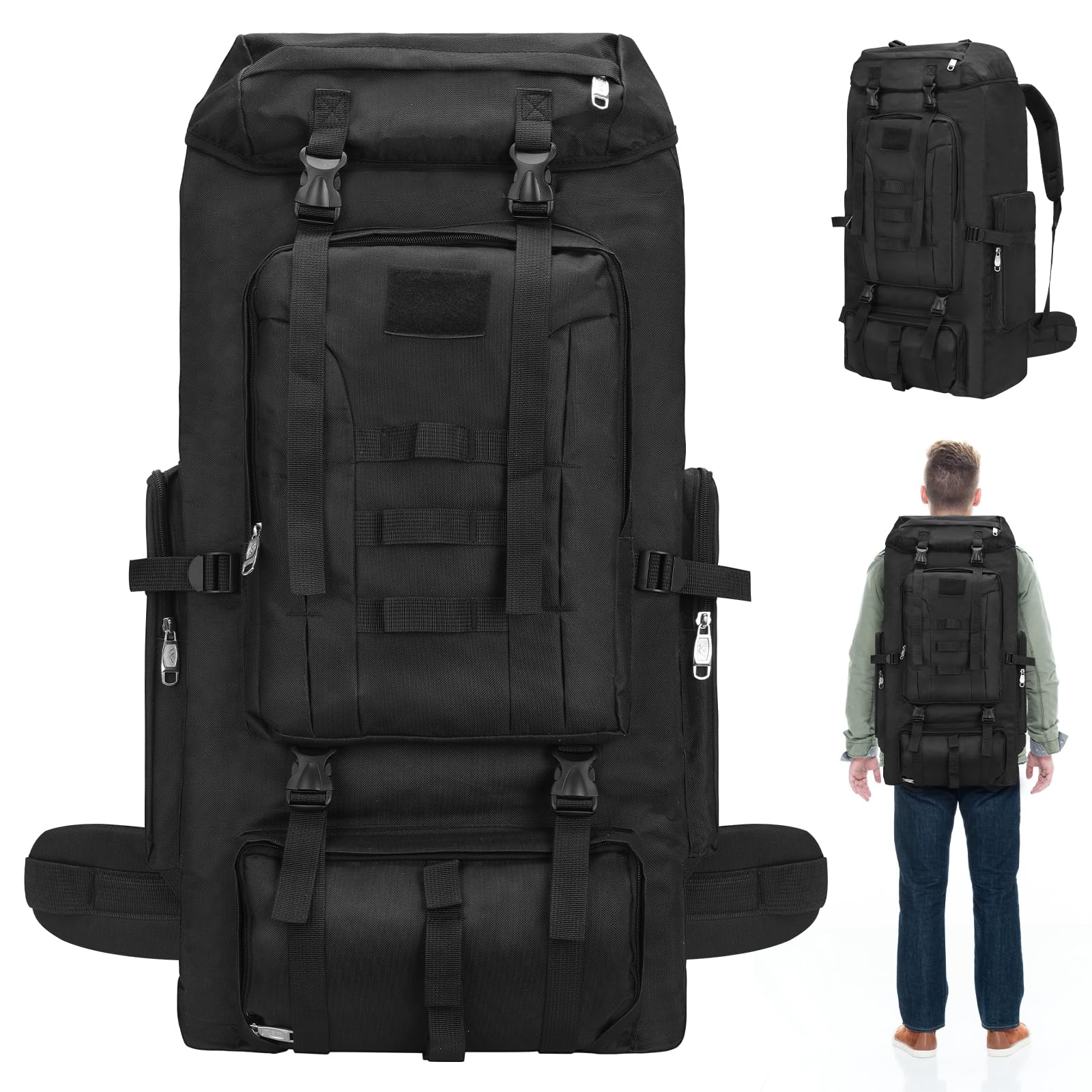 Sac à Dos Trekking Camping 100L Imperméable avec Housse de Pluie pour Randonnée Voyage