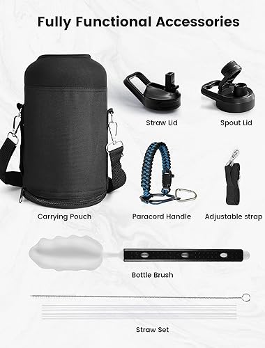 Miniatura 6 de Botella de agua aislada de 64 onzas, de triple capaal vacío de acero inoxidable (fría durante 48 horas), jarra de agua grande de medio galón con