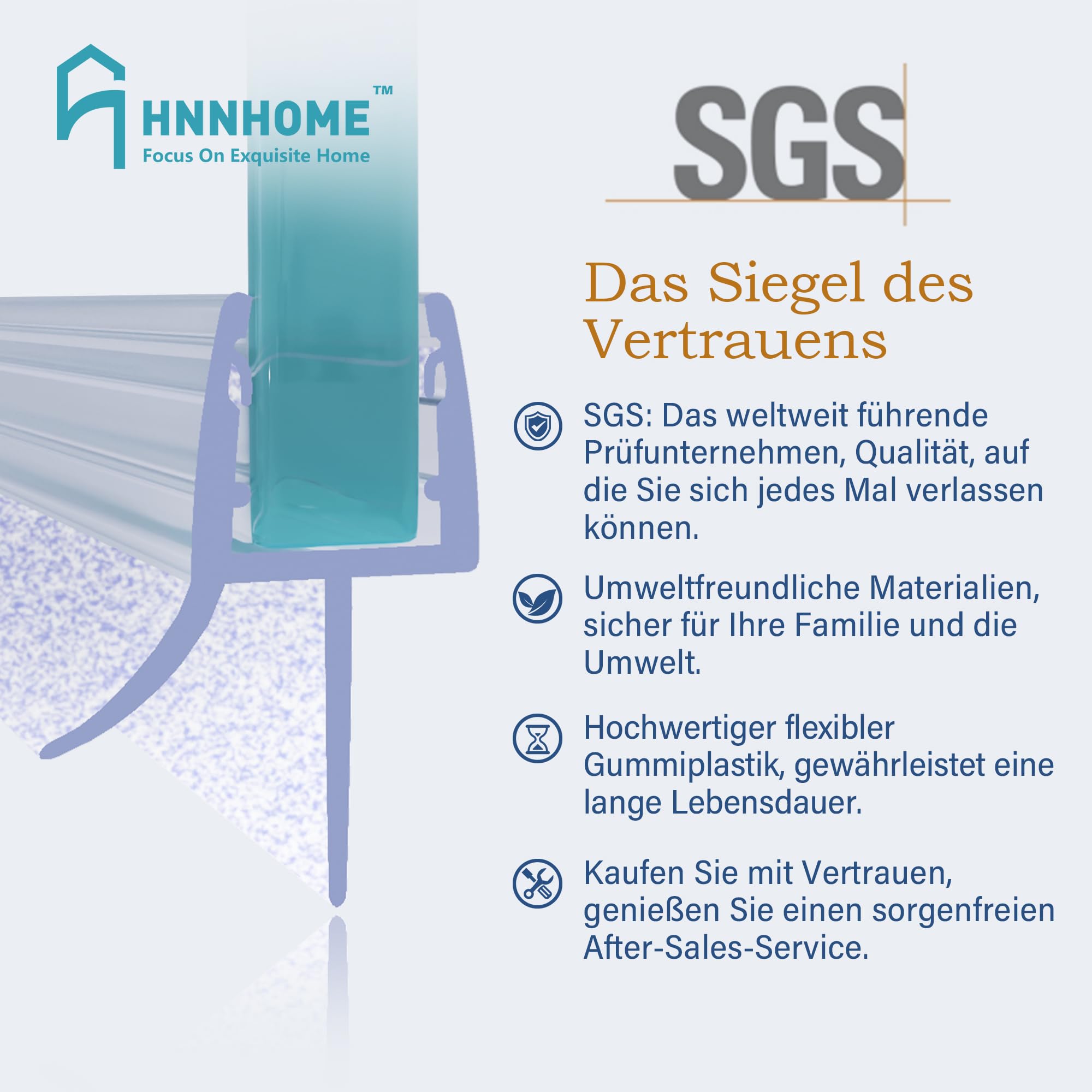 HNNHOME Joint Bas de Porte Douche 70cm - Paroi Étanchéité Verre 5-8mm | Joint en PVC souple, 100% étanche, anti-moisissure et UV, installation facile sans colle, sol de salle de bain sec garanti