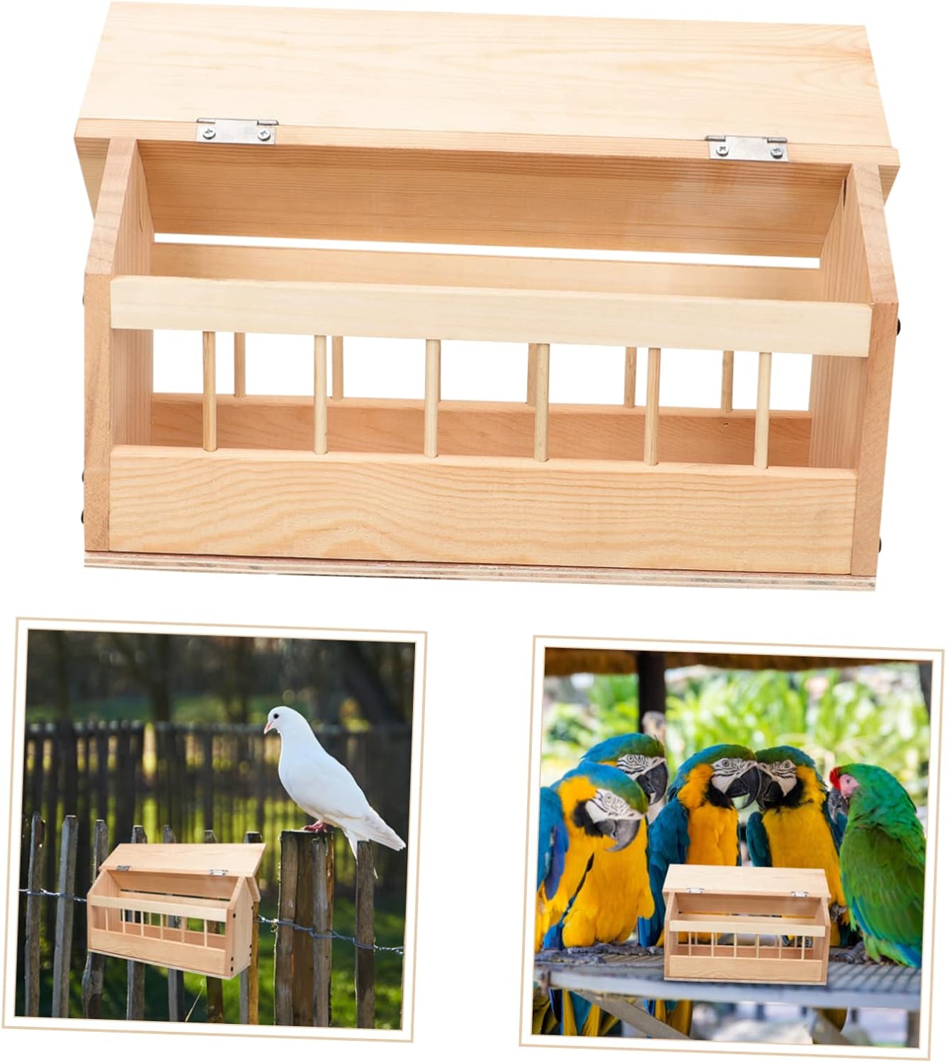 Automatic Pigeon Feeder Wooden Bird Feeder Pigeon Trough Outdoor Feeding Box
