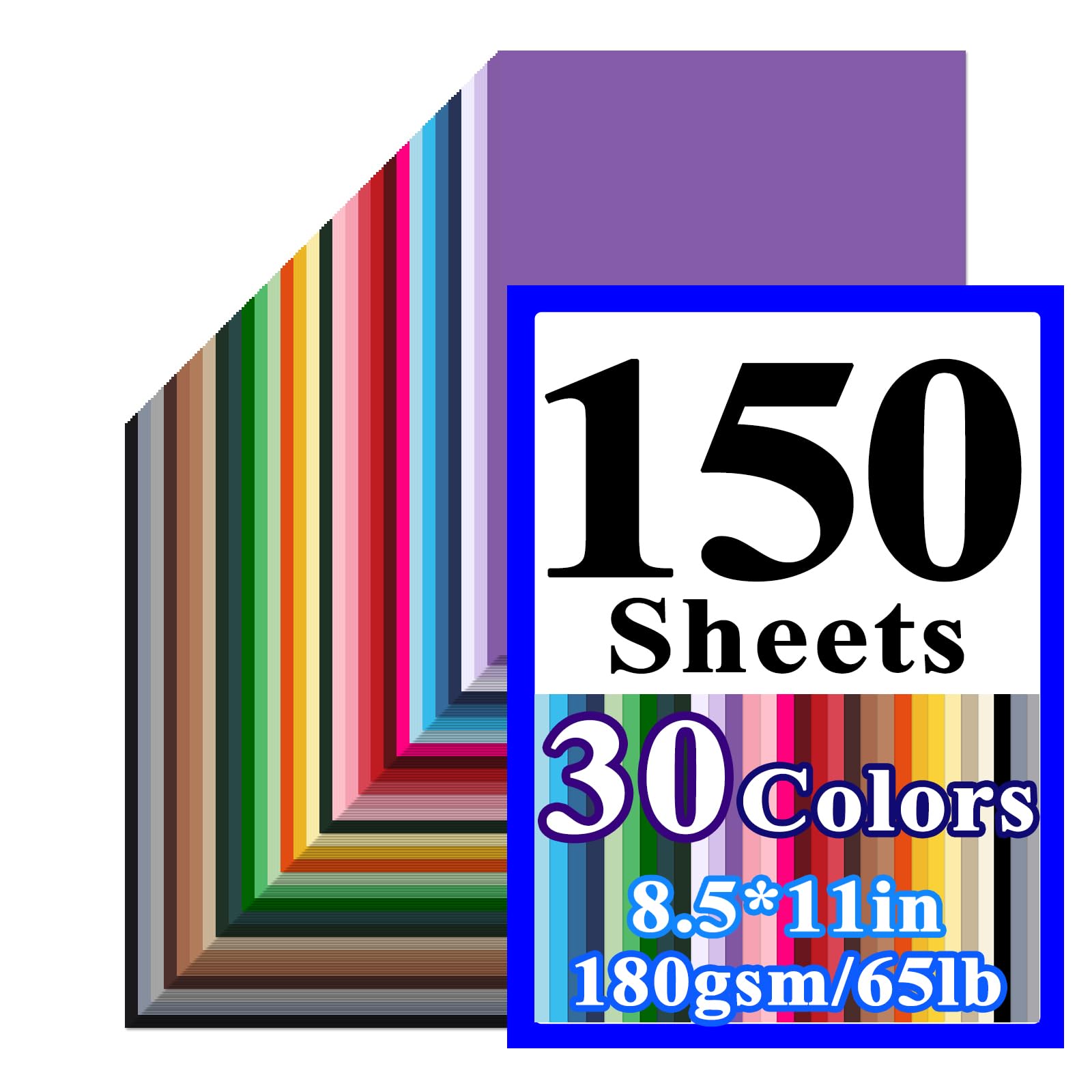 Farbiger Karton, 8,5 x 11 cm, sortiert, 150 Blatt, 29,5 kg/180 g/m², Druckpapier für Bastelarbeiten, Kartenherstellung, Scrapbooking, Party-Dekorationen, Schulbedarf für Kinder