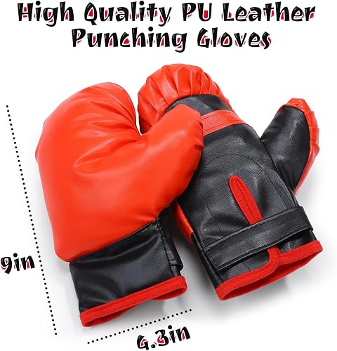 Miniatura 5 de Saco de boxeo para niños de 47 pulgadas con guantes de boxeo, juguete de boxeo inflable independiente para niños y niñas de 3 a 8 años, juguete