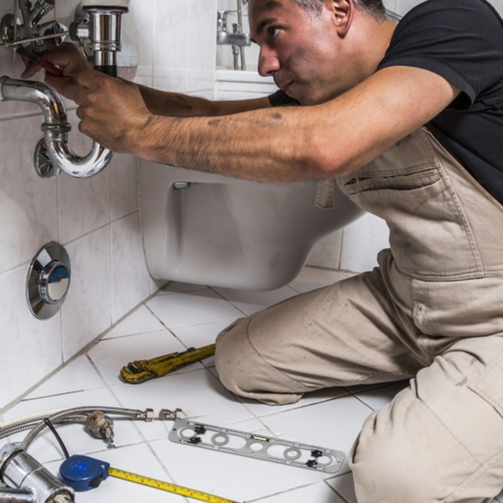 Nivelador de tubería de agua caliente y fría, dispositivo de reparación de grifo de ducha, soporte de fijación ajustable, suministros de reparación de acero inoxidable, accesorios profesionales para