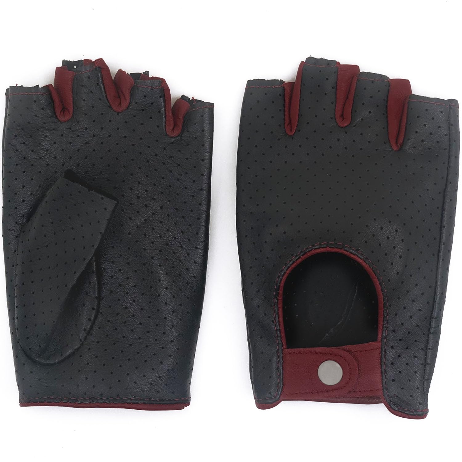 Guantes de Cuero para Hombres Malla Completa sin Dedos Guantes de conducción