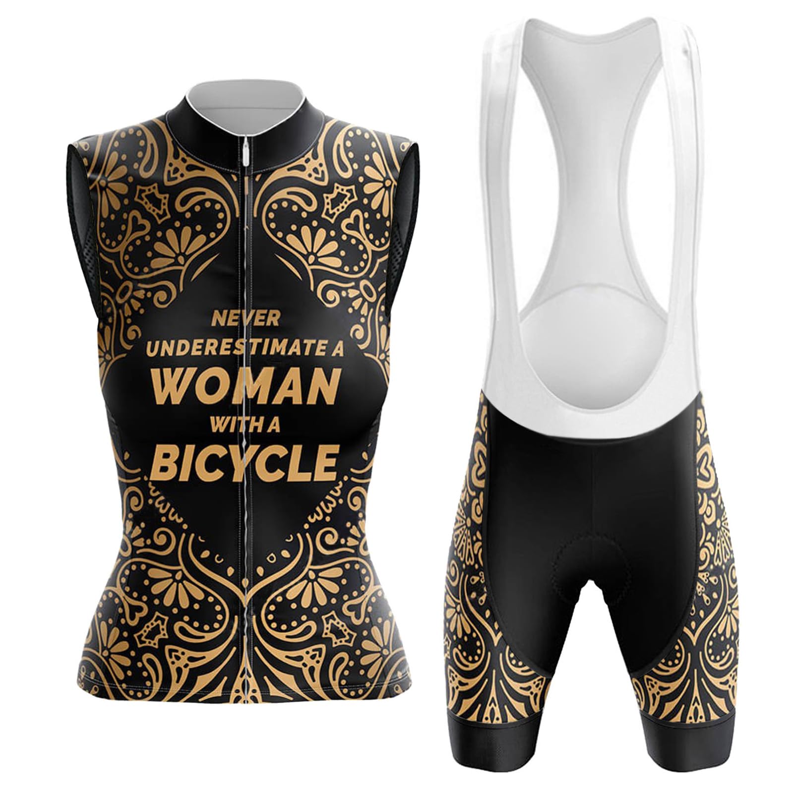 Maillot Cyclisme Femme Tenue Cycliste Été,Vêtements de Velo VTT Sans Manches MTB Gilet et Cuissard à Bretelle avec 19D Coussin Gel,Ensemble Combinaisons de Cycling Sleeveless Respirant Séchage Rapide