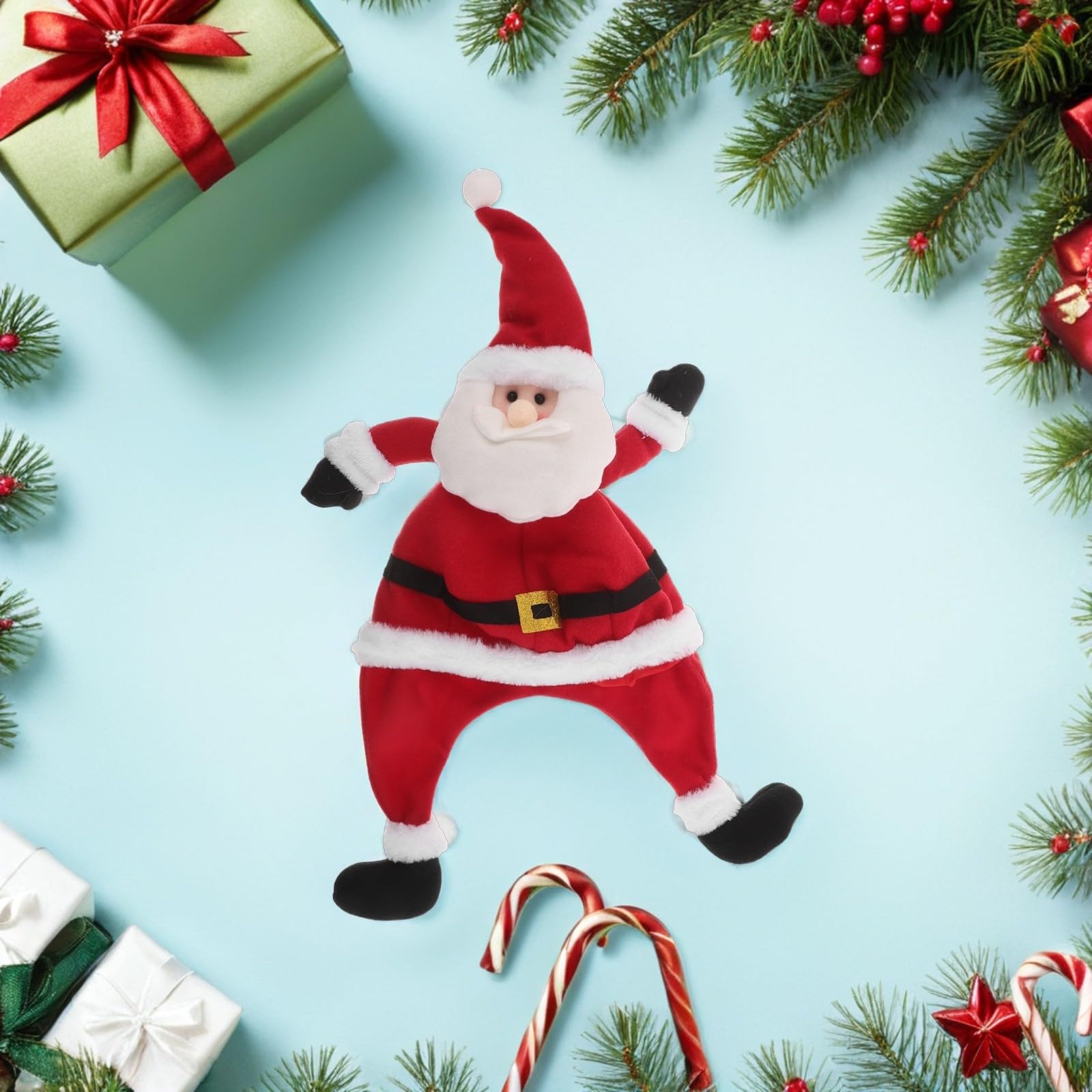 NUOBESTY 3 Stück Lustige Weihnachtsmannmütze mit Langen Beinen für