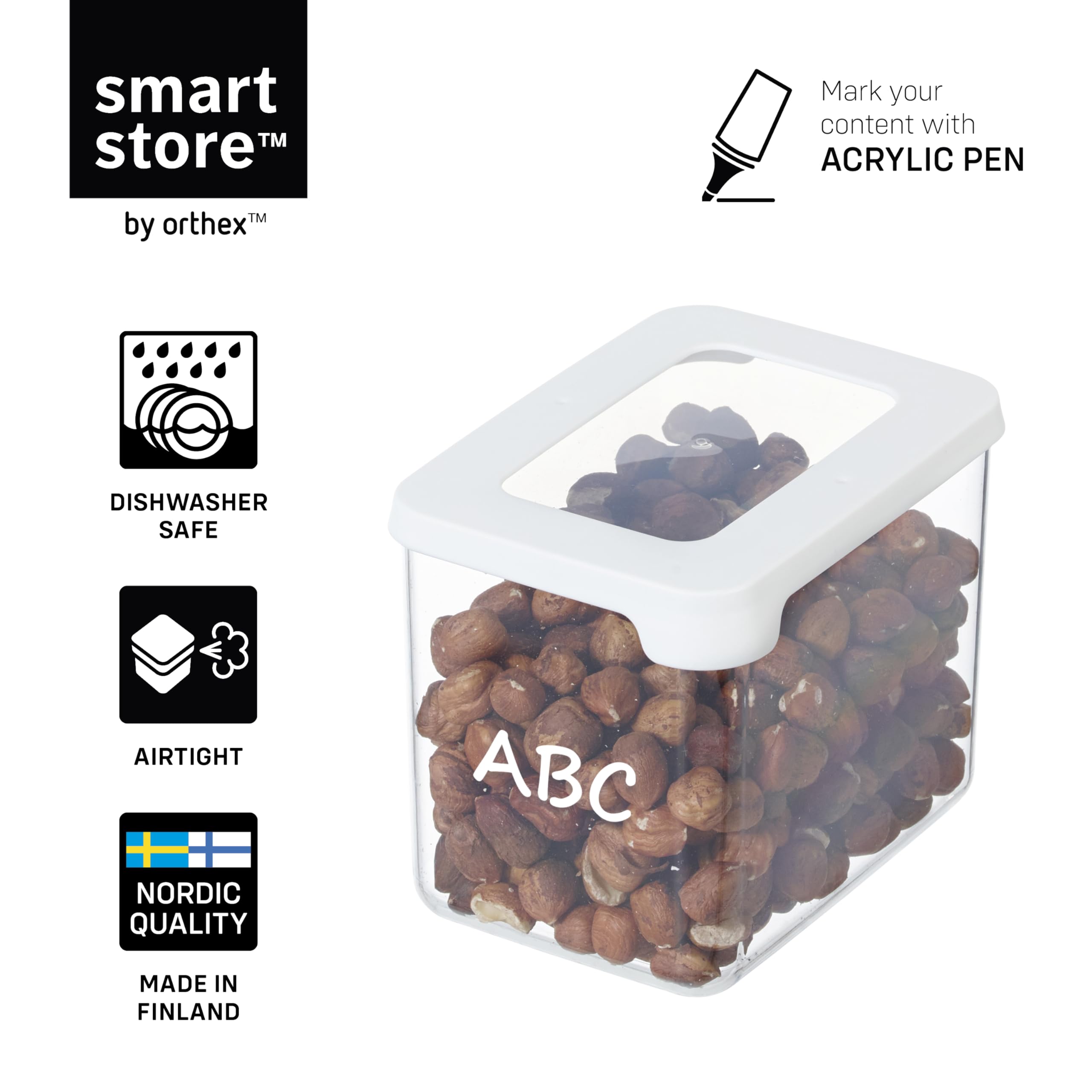 SmartStore Recipientes herméticos transparentes para alimentos secos con tapas, 3,5 L, juego de 4, sin BPA, aptos para lavavajillas, recipientes apilables de
