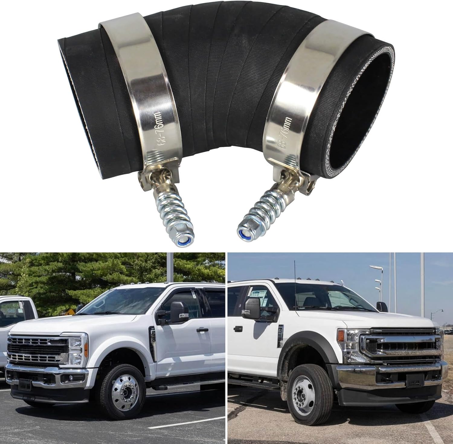 ZNB 6C3Z-6C640-A Inlet Hose Duct Line Elbow with Clamps | Fit for Ford F250, Fit for Ford F350 Super Duty, 2005-2007