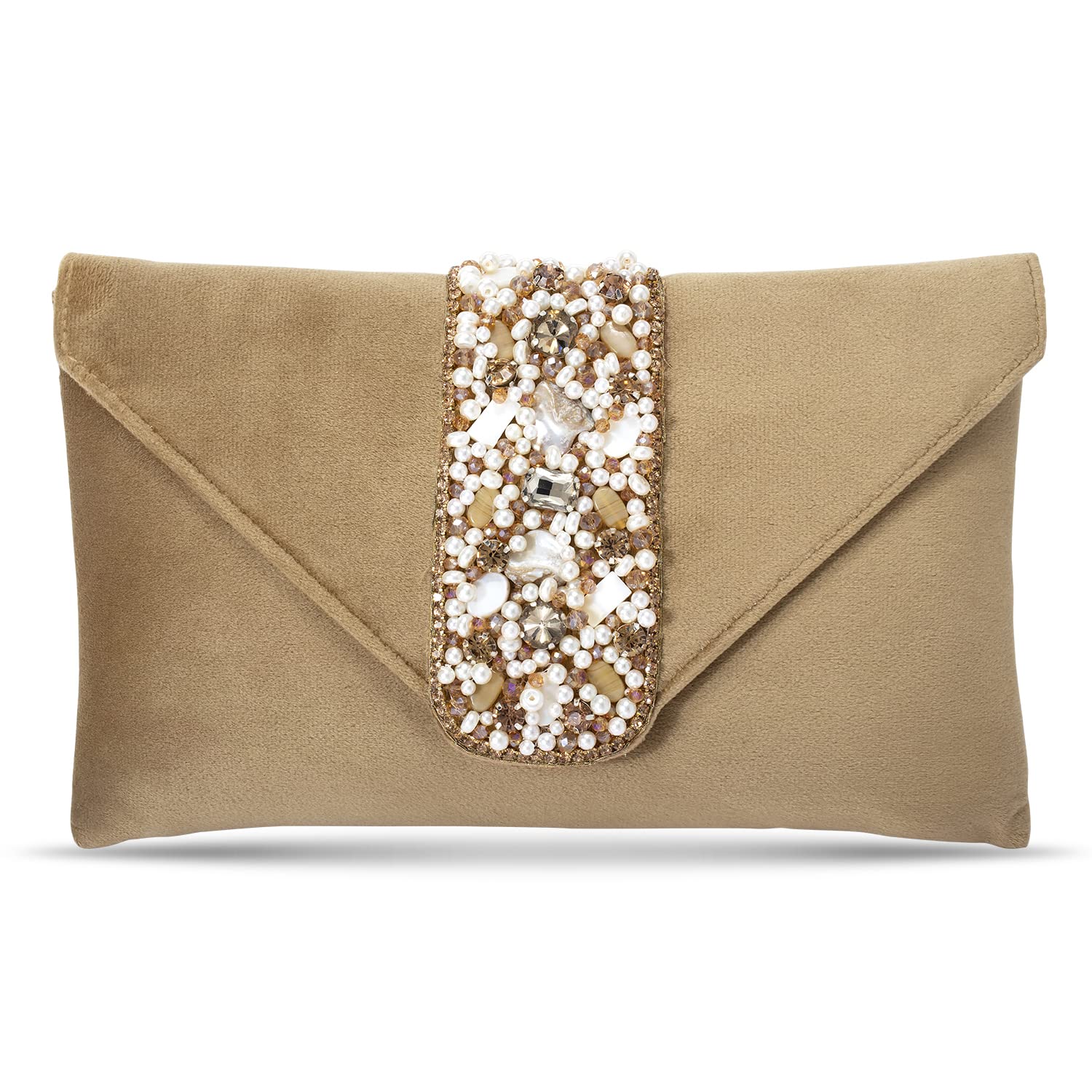 Brown Clutch Purses for Women Handmade Evening Handbag Bridal Clutch for Girls (C16BR)-image-13