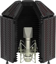 XTUGA Recording Microphone Isolation Shield, High Density Absorbent Foam 5 Panels to Filter Vocal,Top Enclosed Foldable Soundproof Cover for Condenser Studio Equipment MIS02