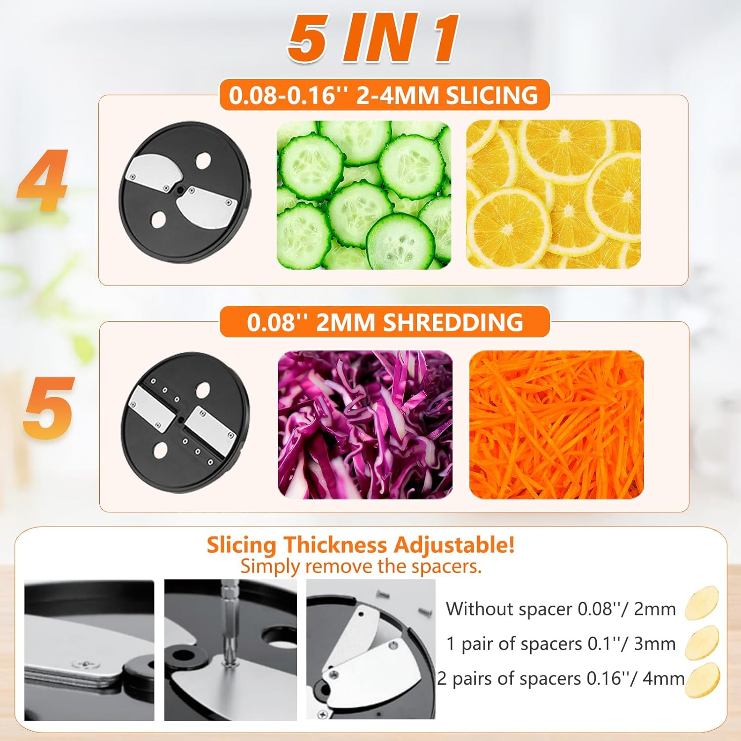 Anatole Electric Vegetable Dicer Slicer Shredder 5 in 1 Commercial Food Processor 16-Cup 300W Stainless Steel Veggie Chopper Heavy Duty with 5 Blades Auto Discharge for Potato Onion Carrot