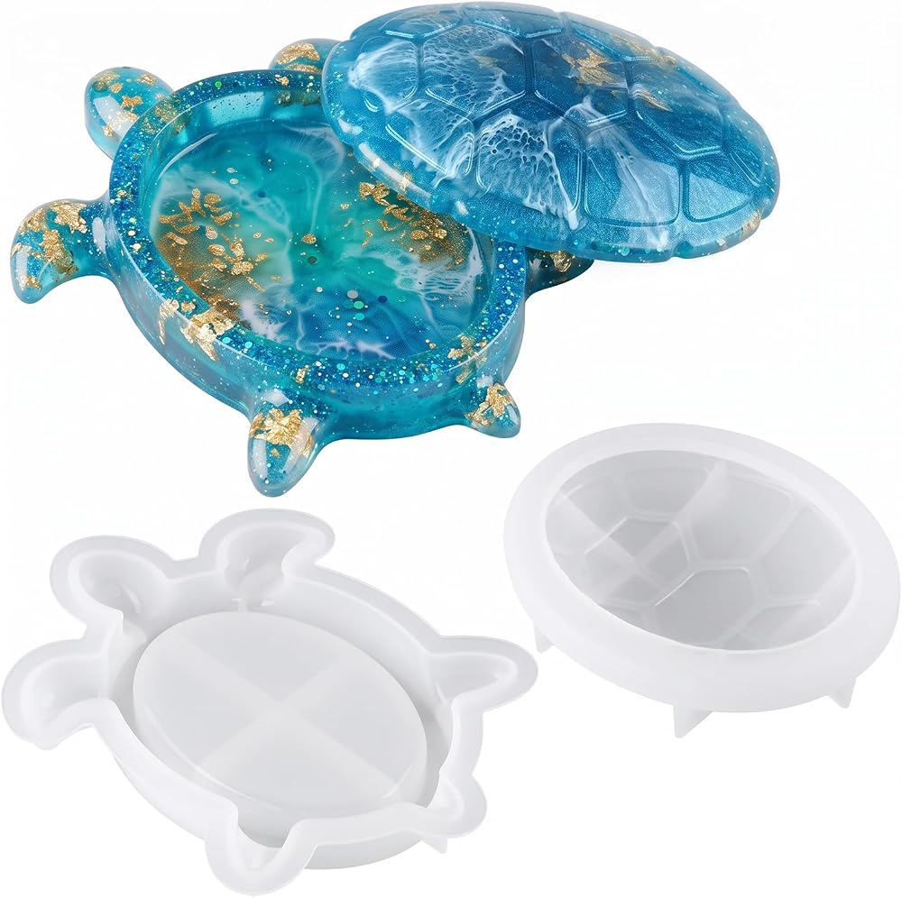 NiArt Turtle Resin Mold, Silicone Trinket Box with Lid, Ocean DIY Craft — 사진 1