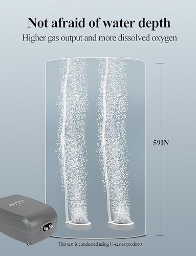 Miniatura 5 de UPETTOOLS Bomba de aire para acuario, color gris, bomba de aire para tanque de peces con accesorios, bomba de oxígeno de doble salida ajustable con